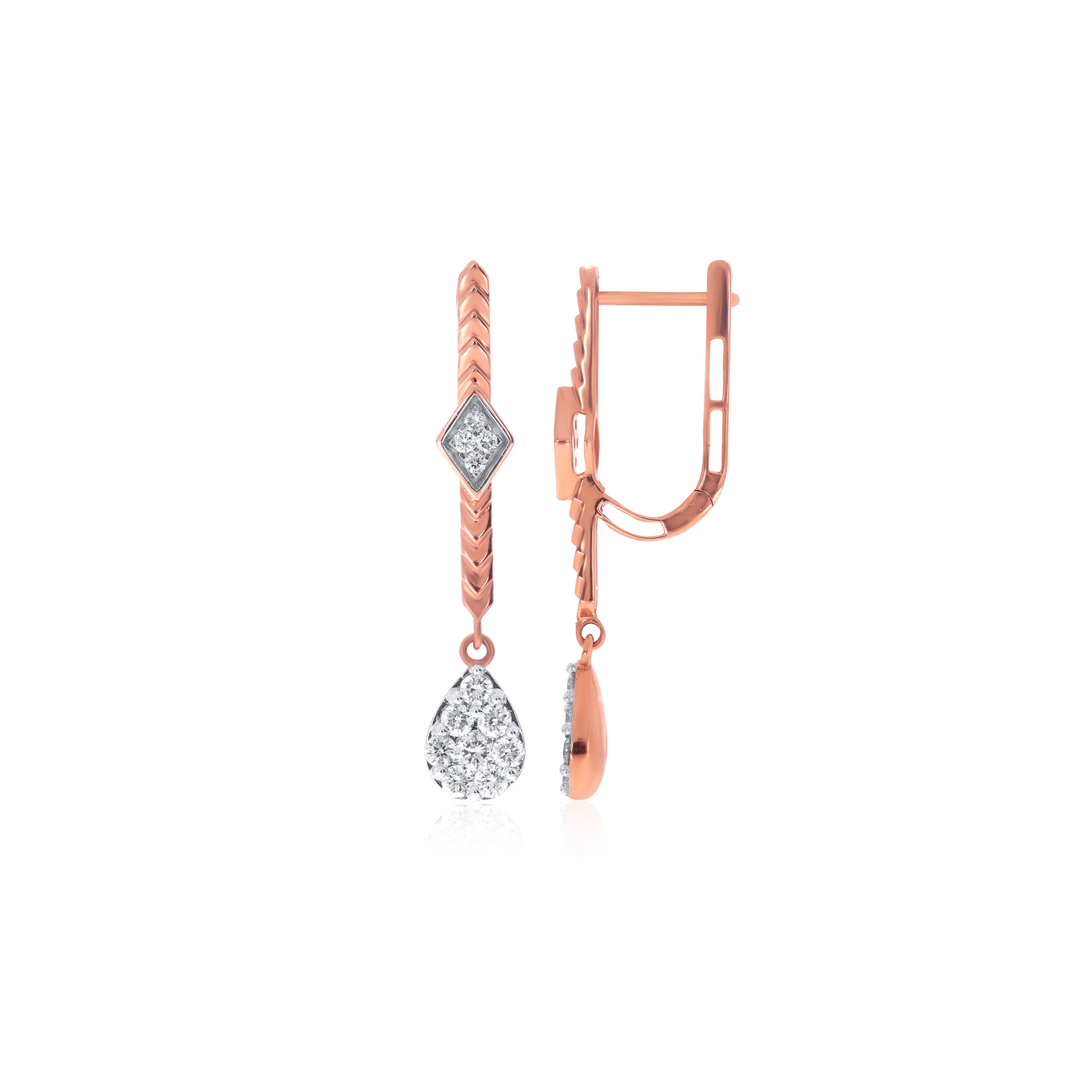 Sleek Droplet Diamond Hoop Earrings - Senco Gold and Diamonds