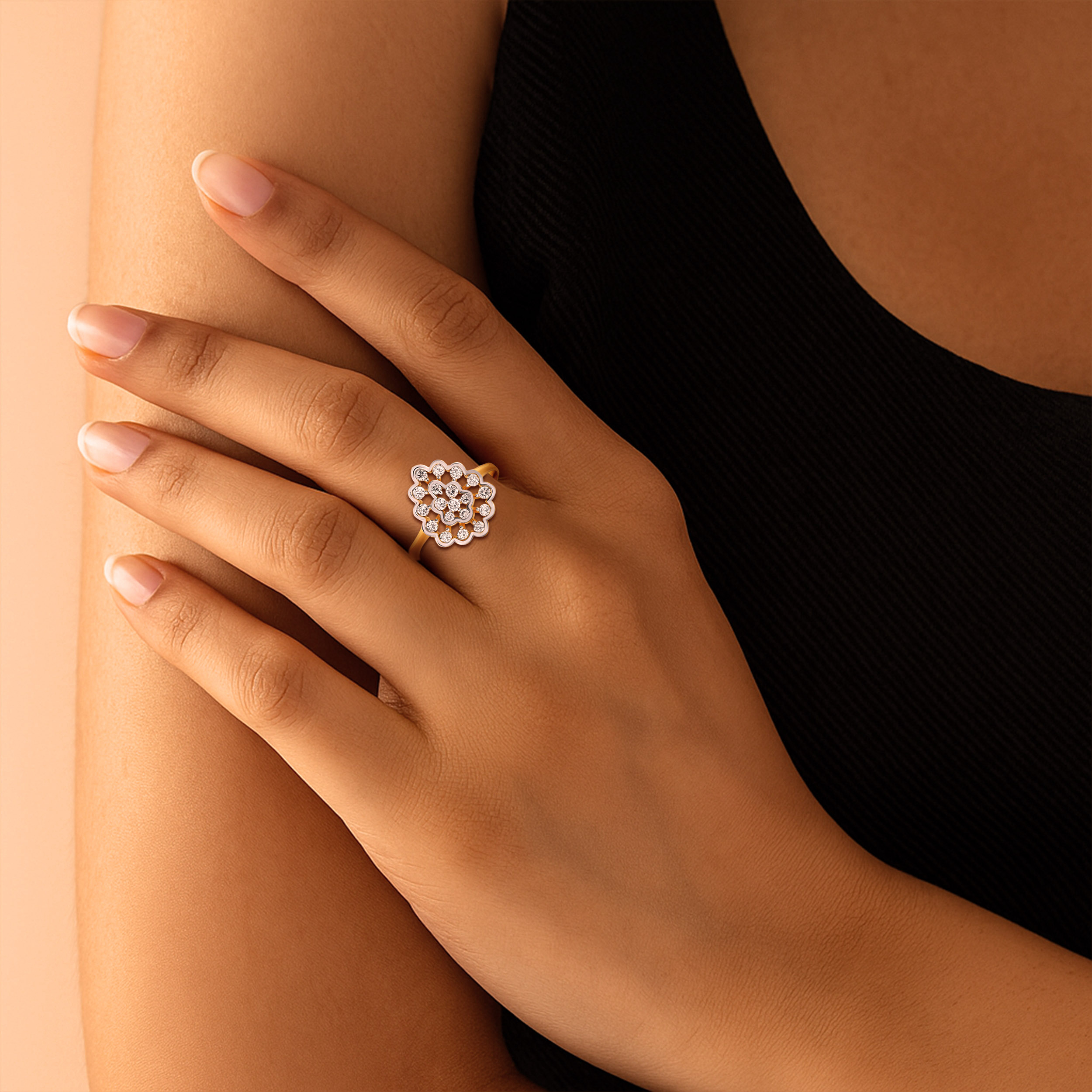 Asymmetrical Bloom Diamond Ring - Senco Gold and Diamonds