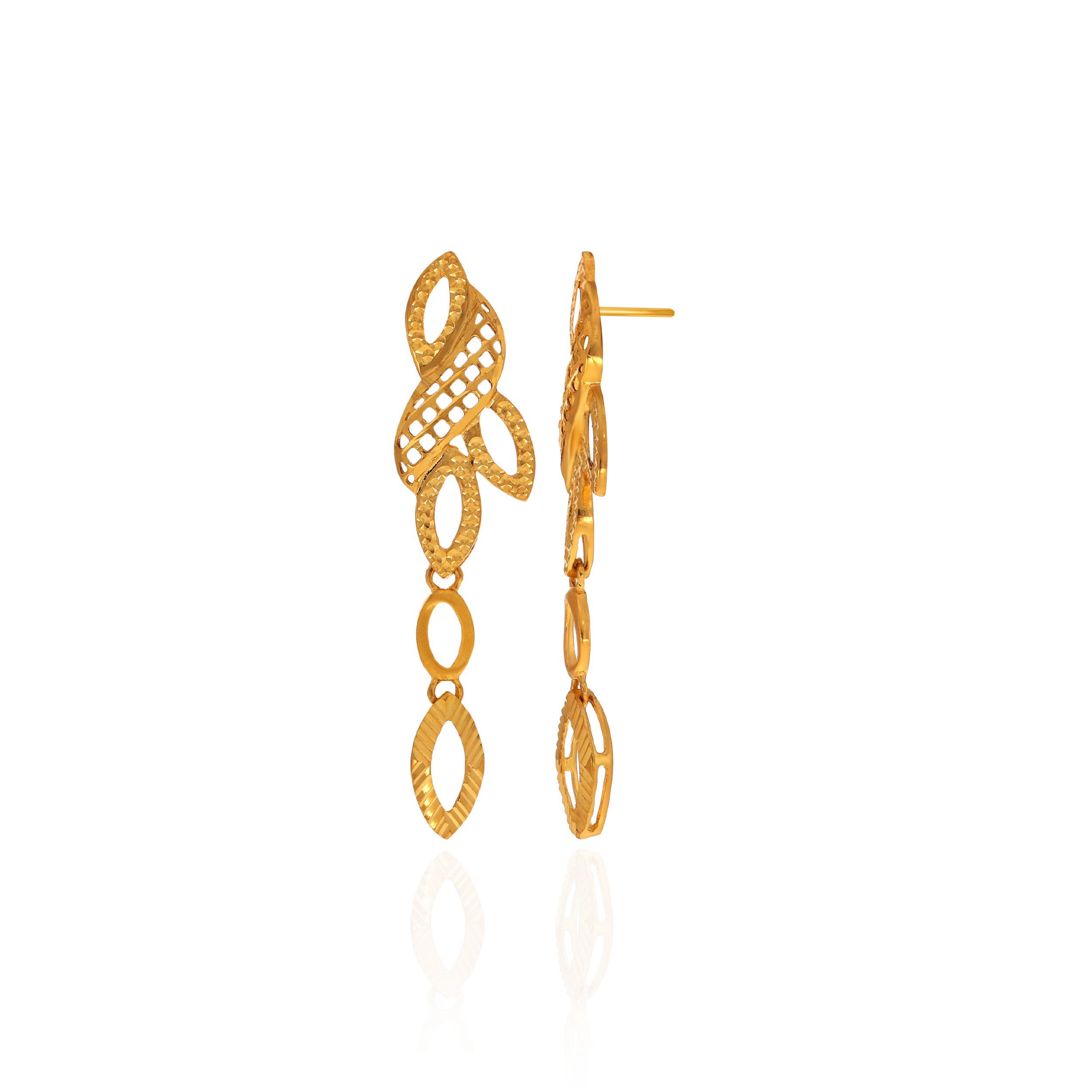 Ornate Oval Gold Drop Earrings - Senco Gold and Diamonds