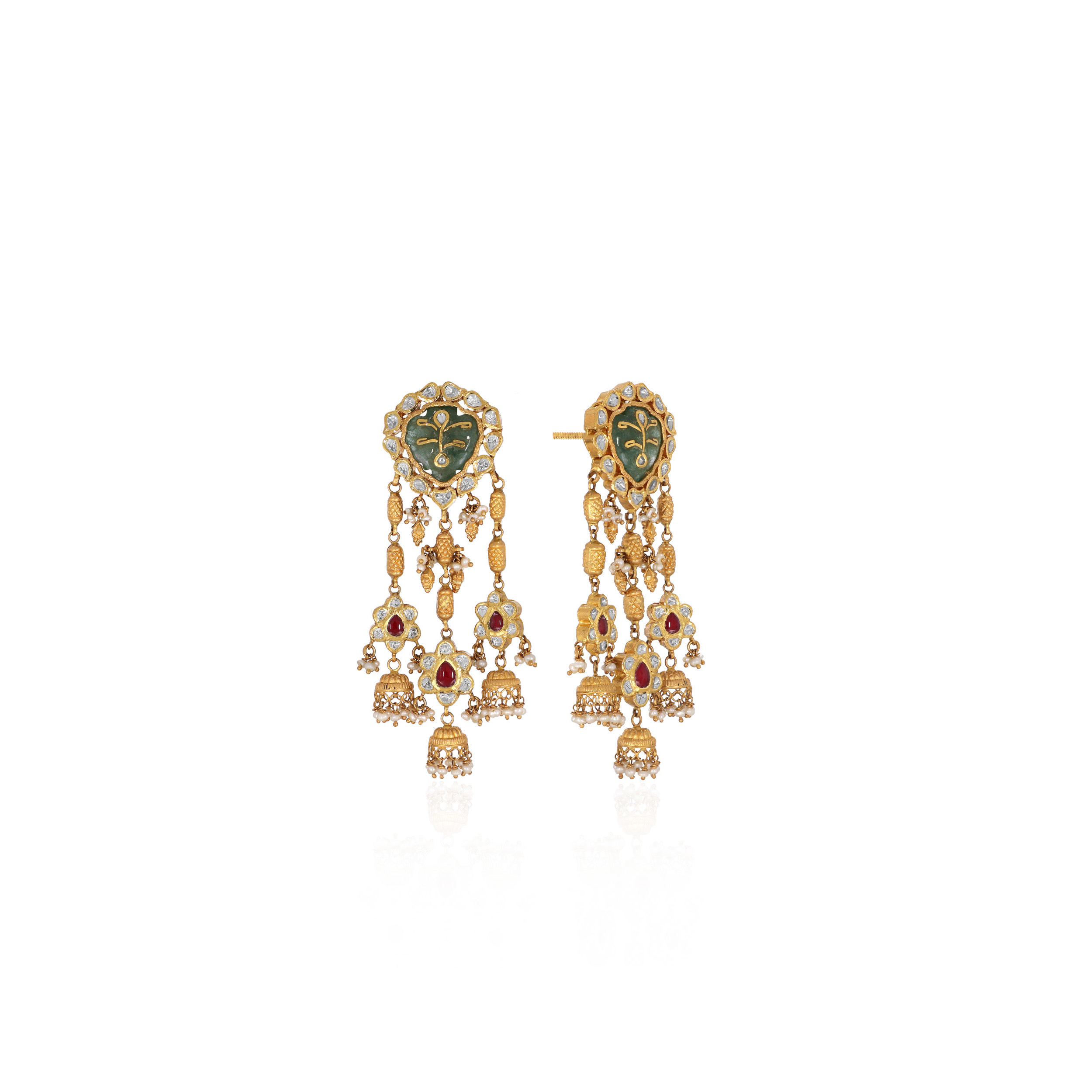 Blissful Nature Gold Kundan Danglers - Senco Gold and Diamonds