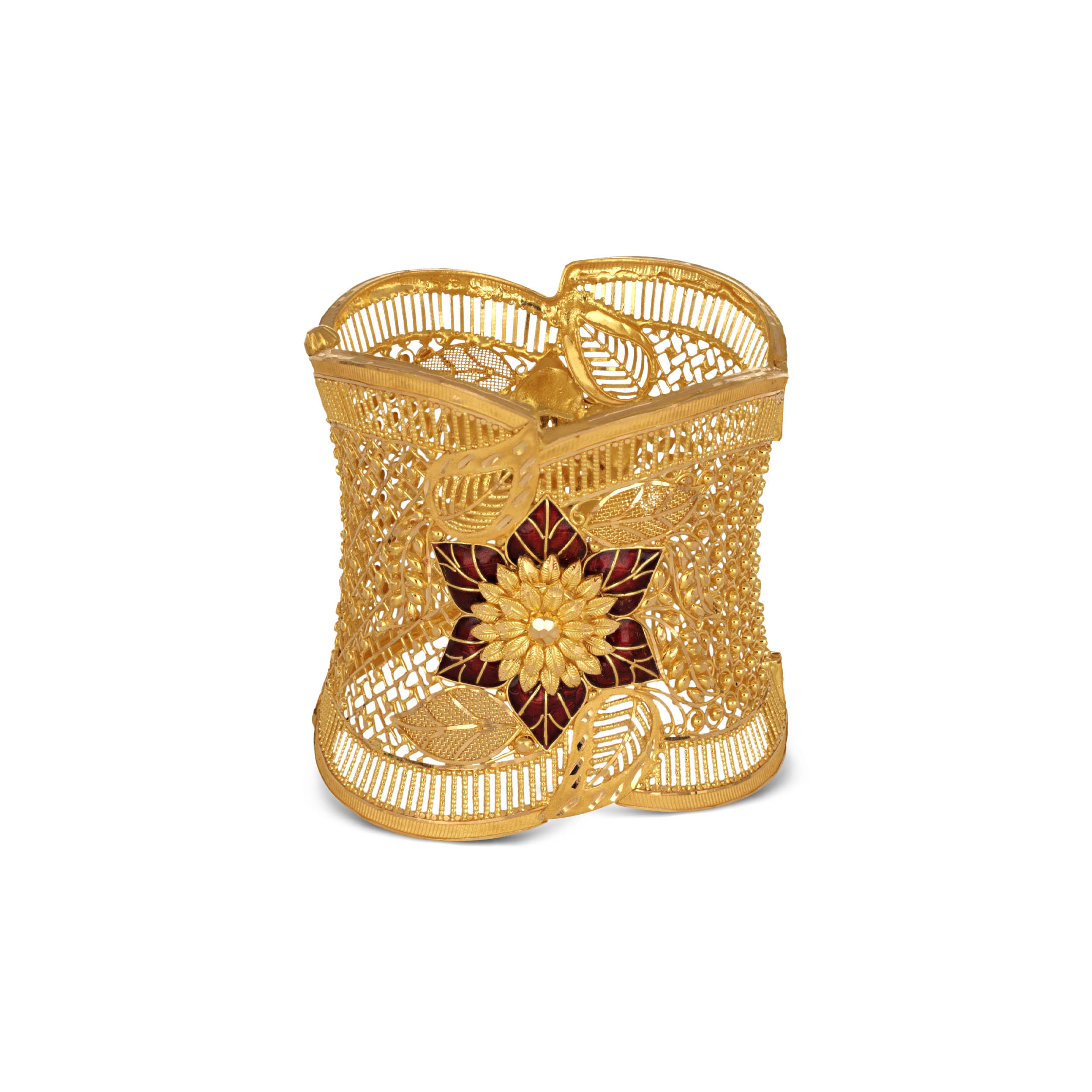Grandeur Filigree Gold Chur Bangle - Senco Gold and Diamonds