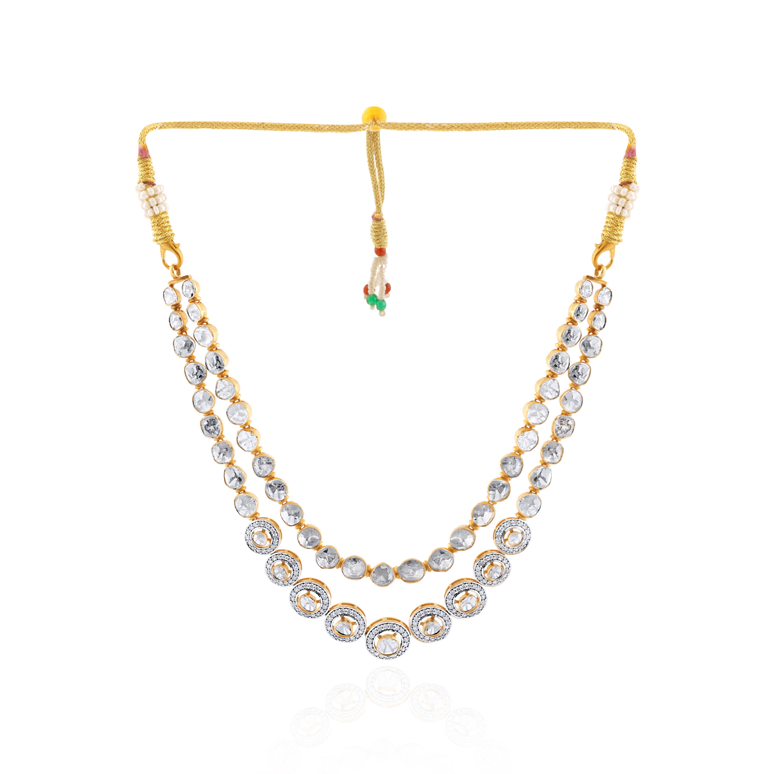Elysia Radiance Layered Polki Diamond Necklace - Senco Gold and Diamonds