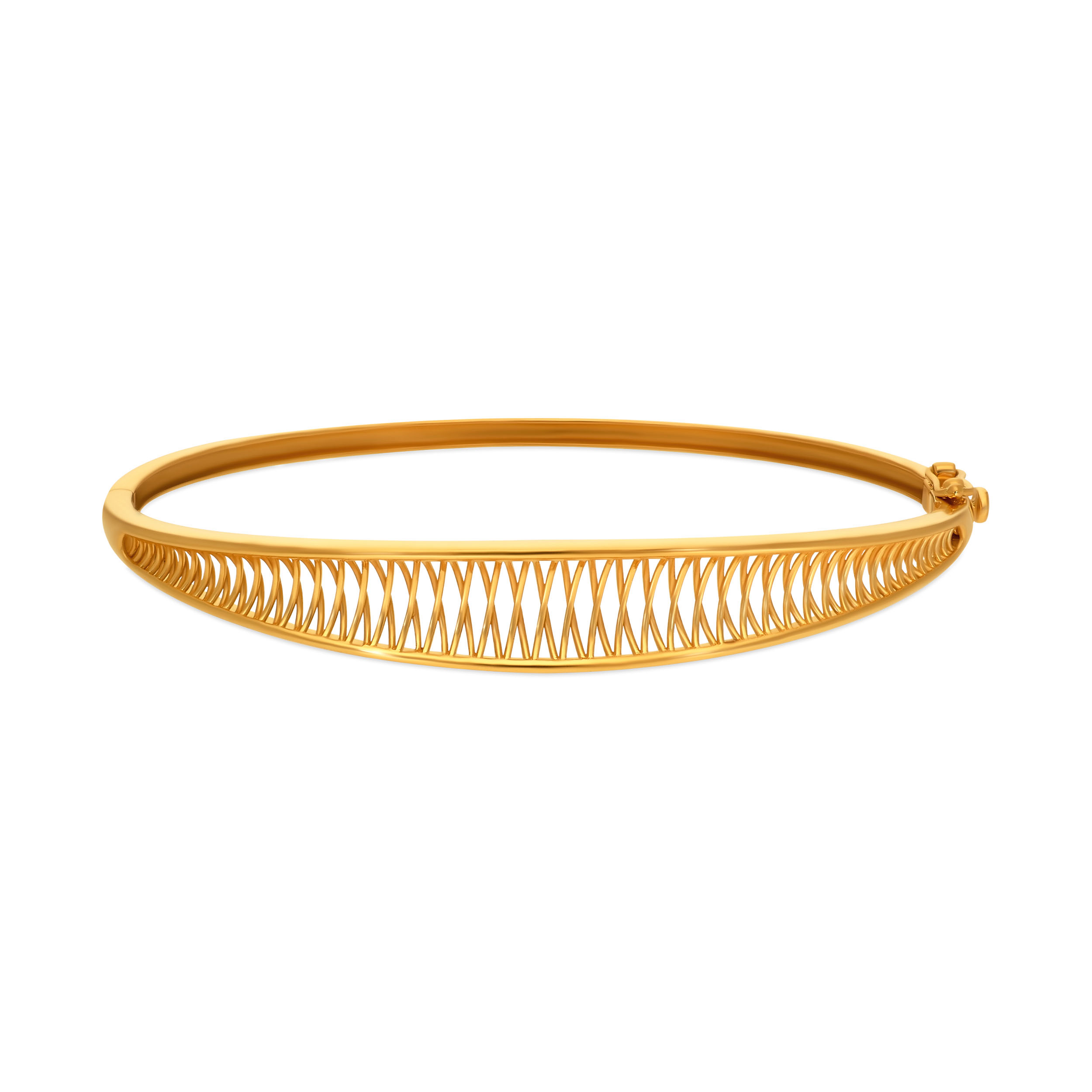Lattice Glint Gold Chur Bangle - Senco Gold and Diamonds