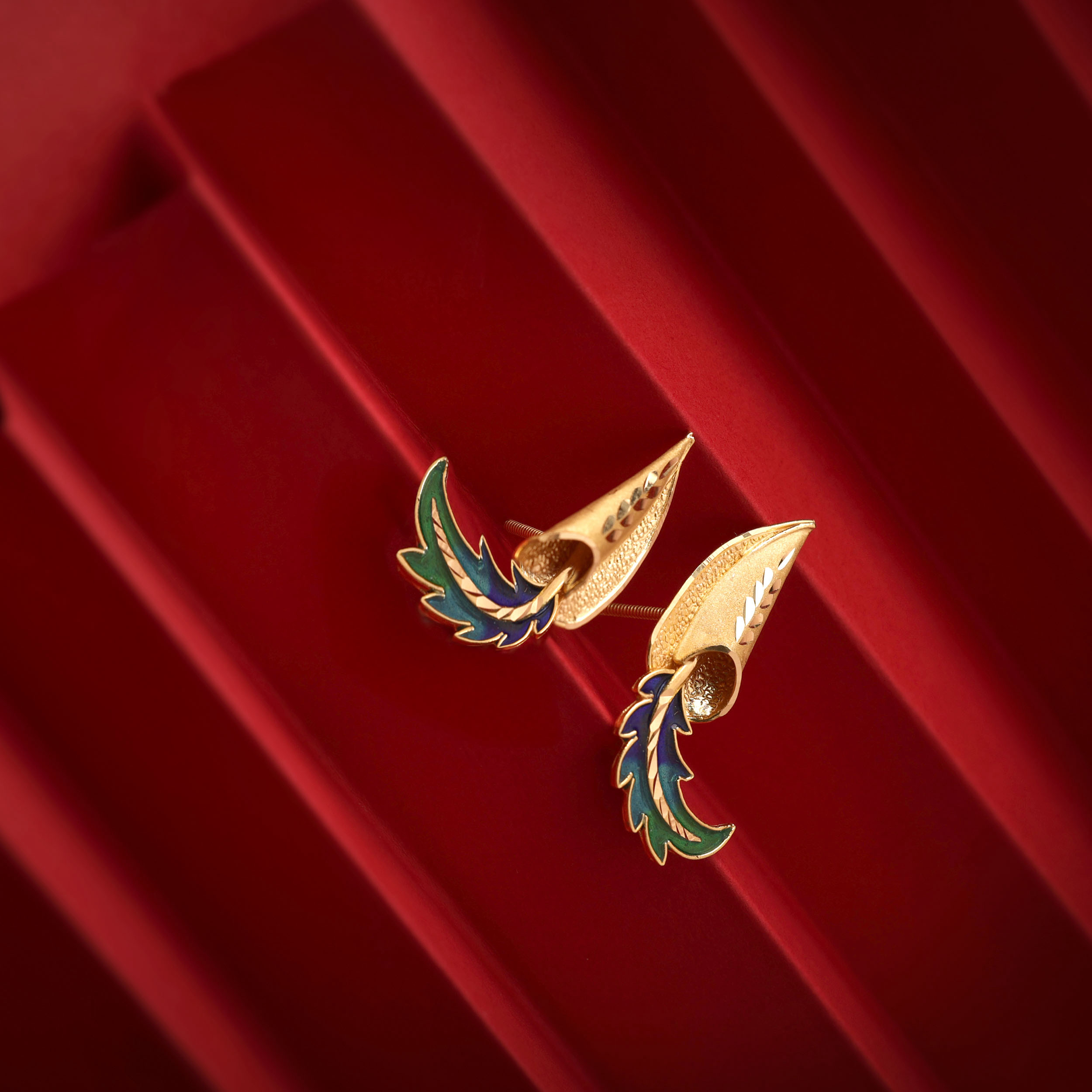 Elysian Plume Gold Studs - Senco Gold and Diamonds