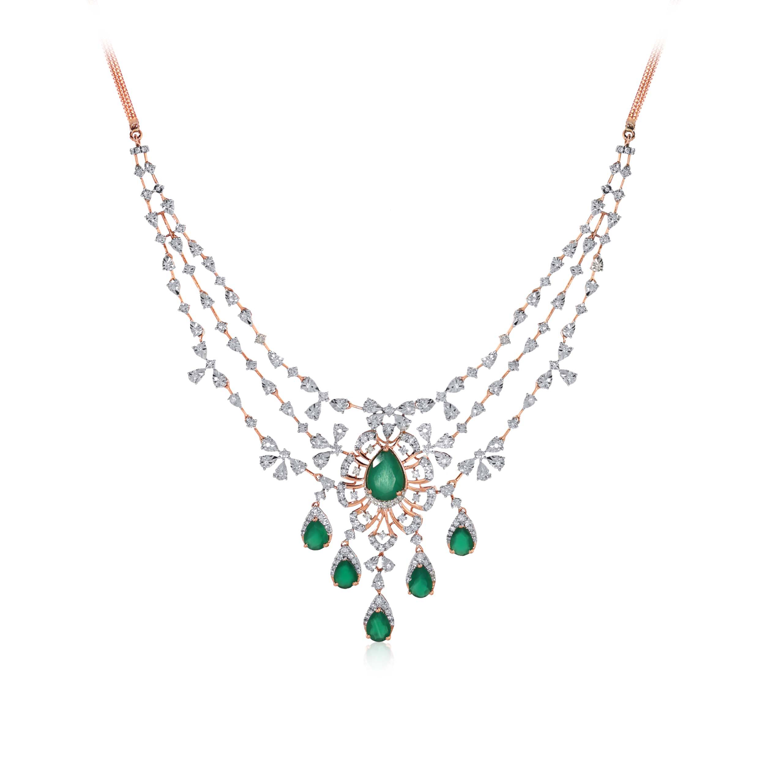 Greeny Splendour Diamond Necklace - Senco Gold and Diamonds