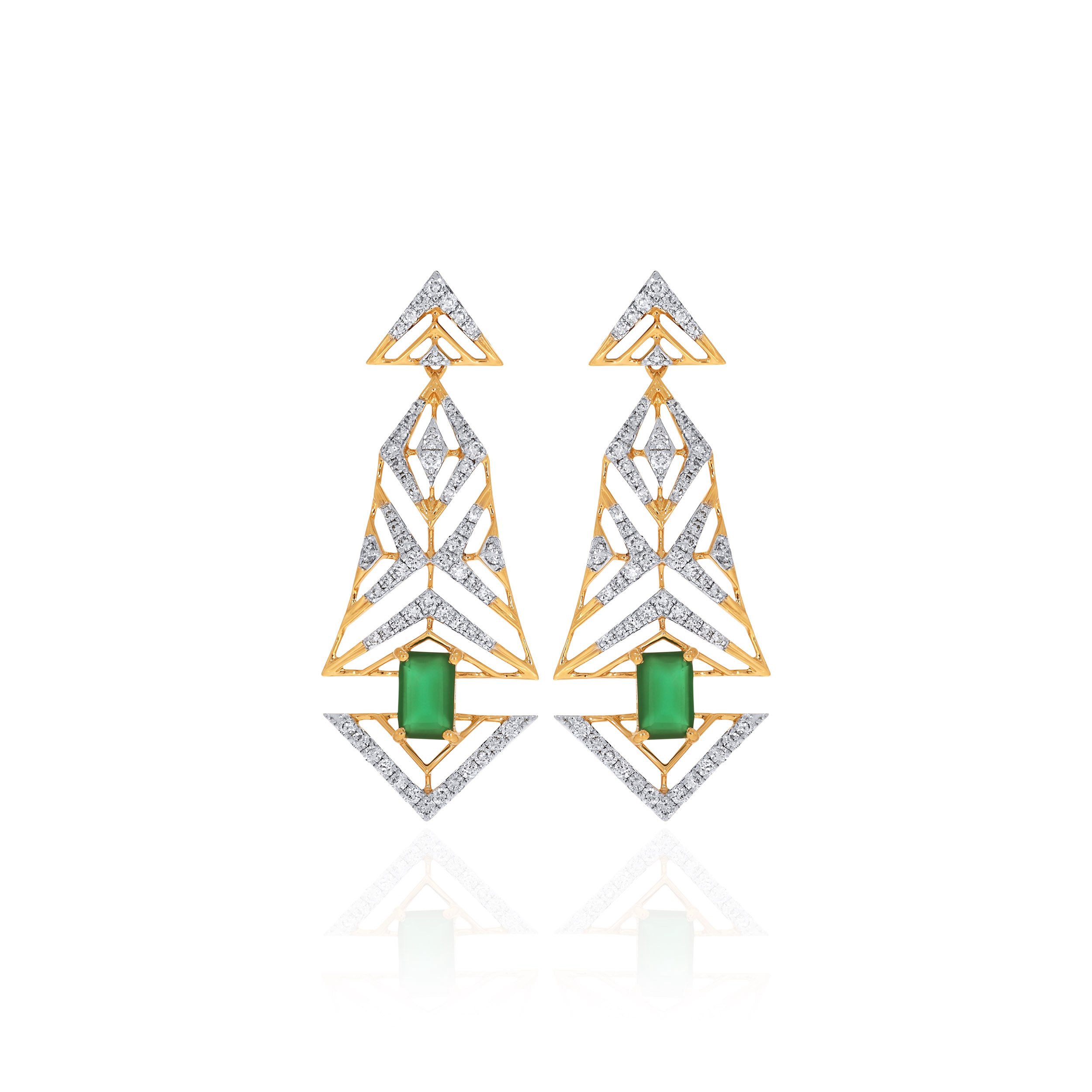 14K Yellow Gold Diamond Drop Earrings-DTGN-D000753295 - Senco Gold and Diamonds