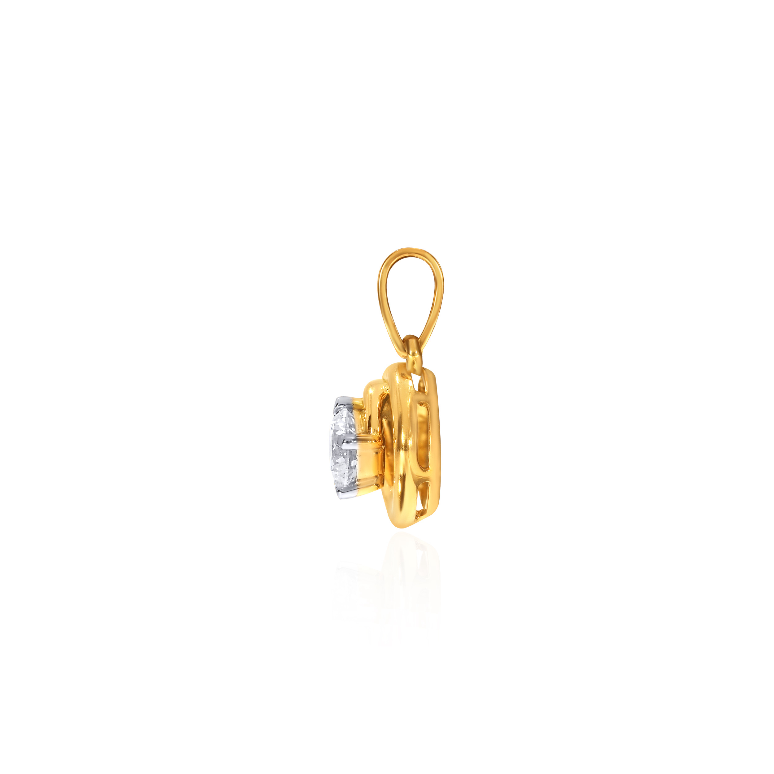 Fashionable Swirl Solitaire Pendant - Senco Gold and Diamonds