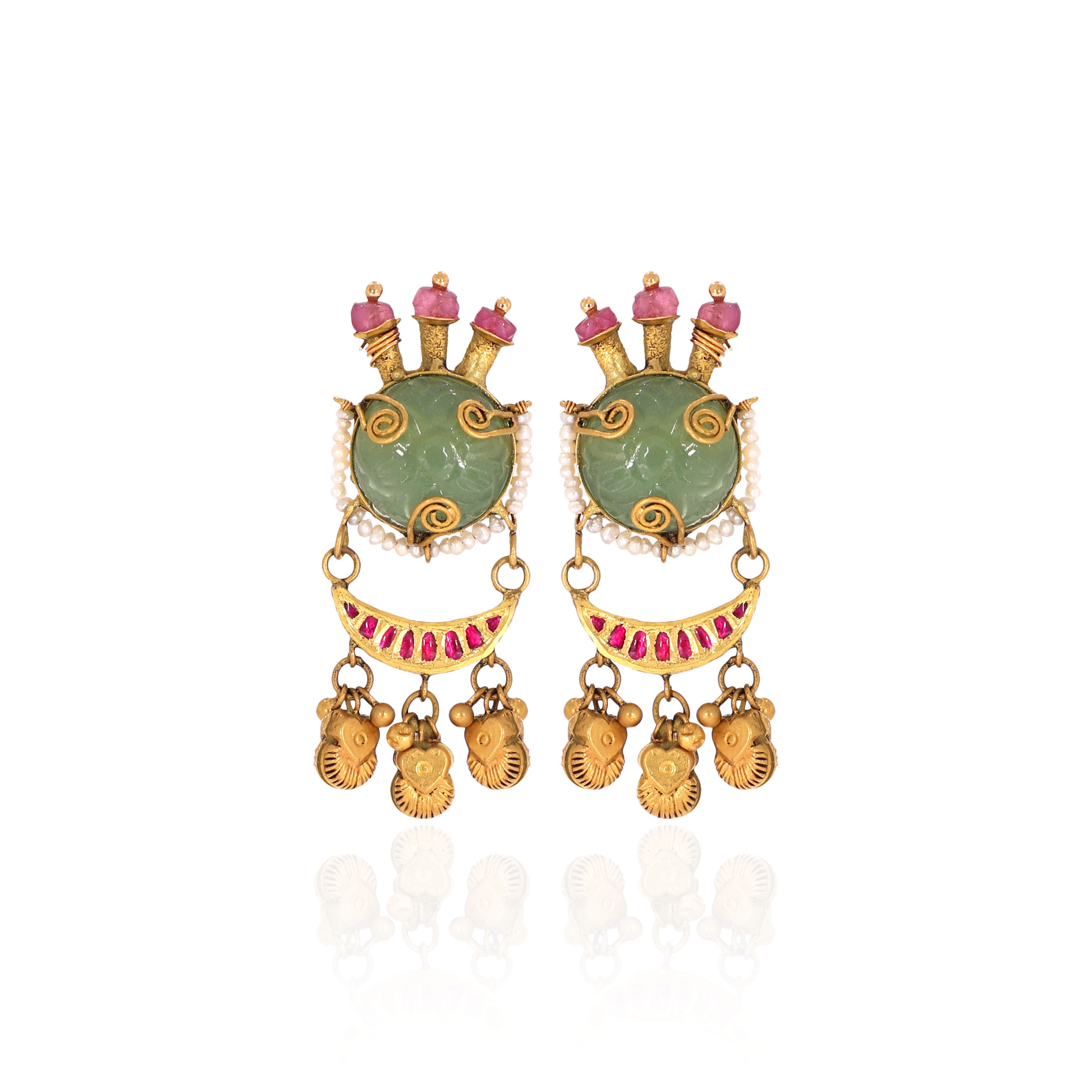22K Yellow Gold Kundan Earrings-GPGN-D000782907 - Senco Gold and Diamonds