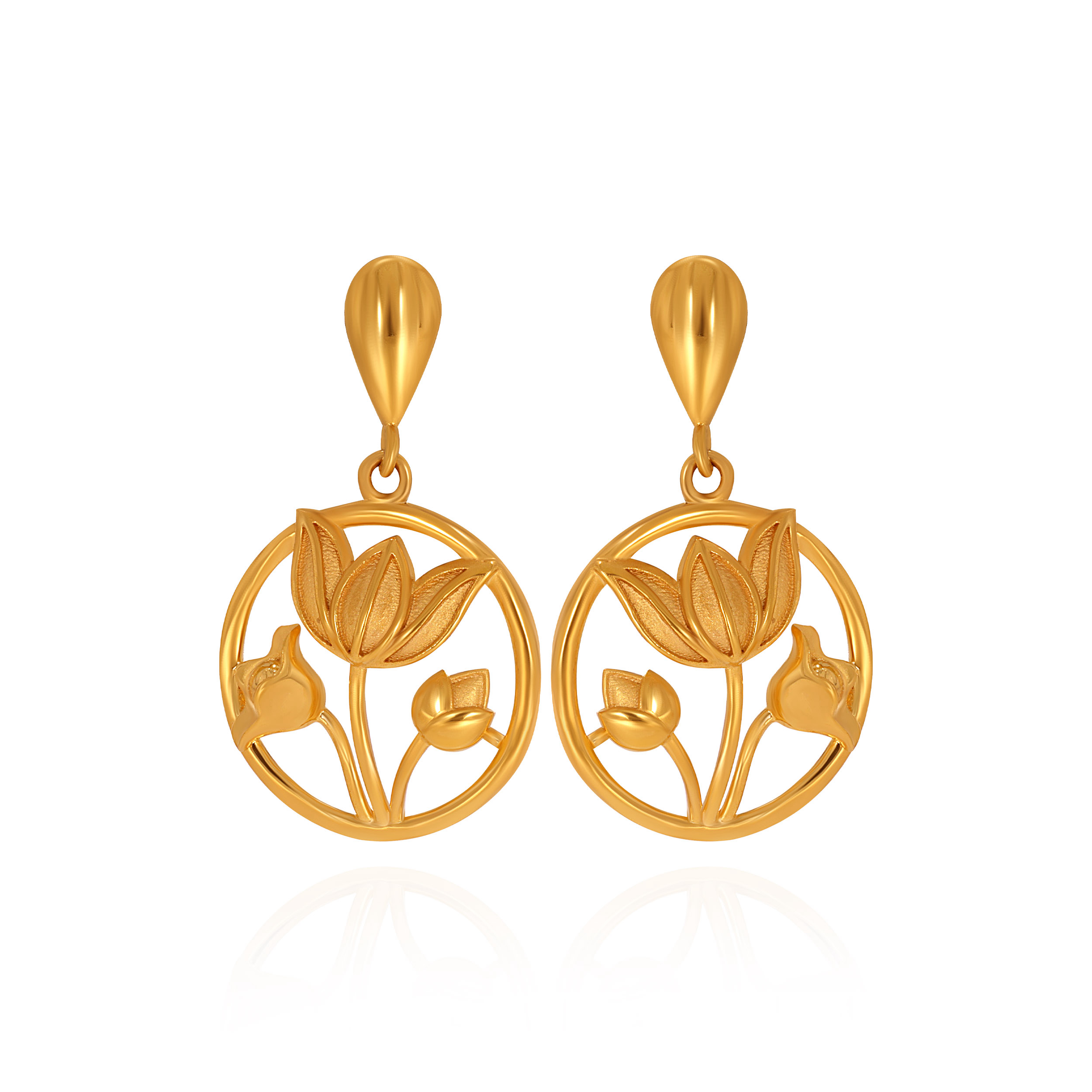 Harmony Lotus Gold Earrings - Senco Gold and Diamonds