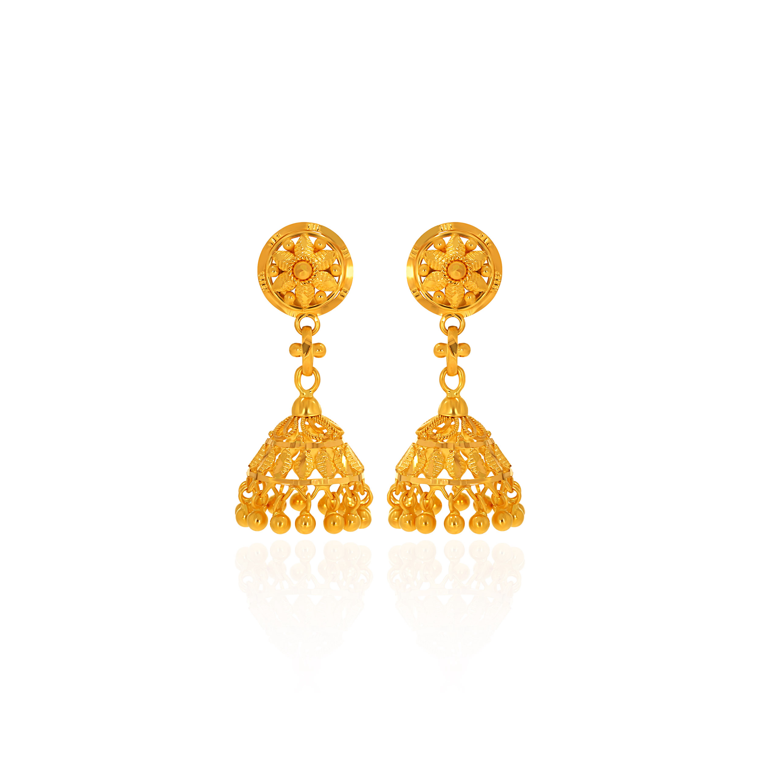 Timeless Tapestry Gold Jhumka Earrings - Senco Gold and Diamonds