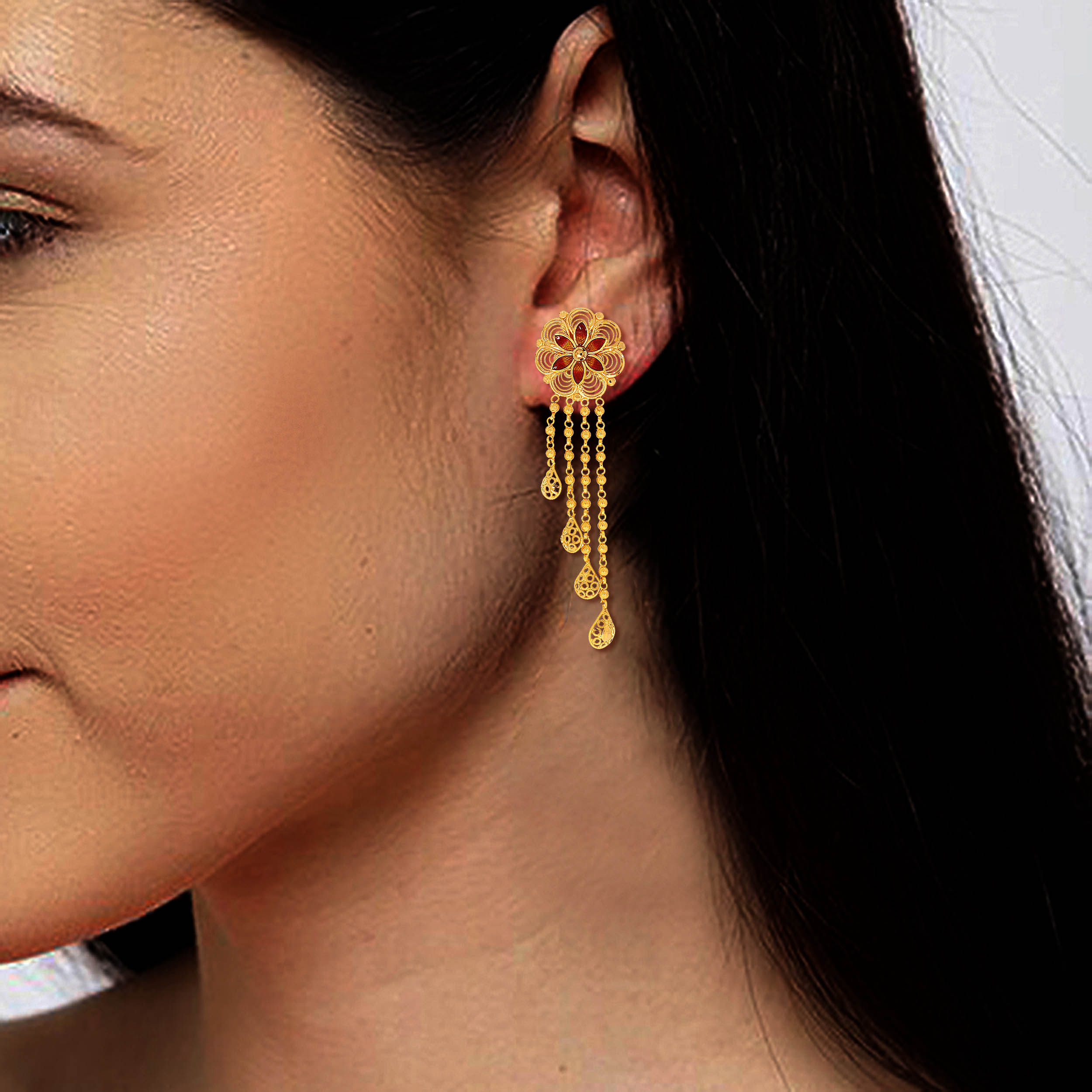 Floral Art Gold Earrings - Senco Gold and Diamonds