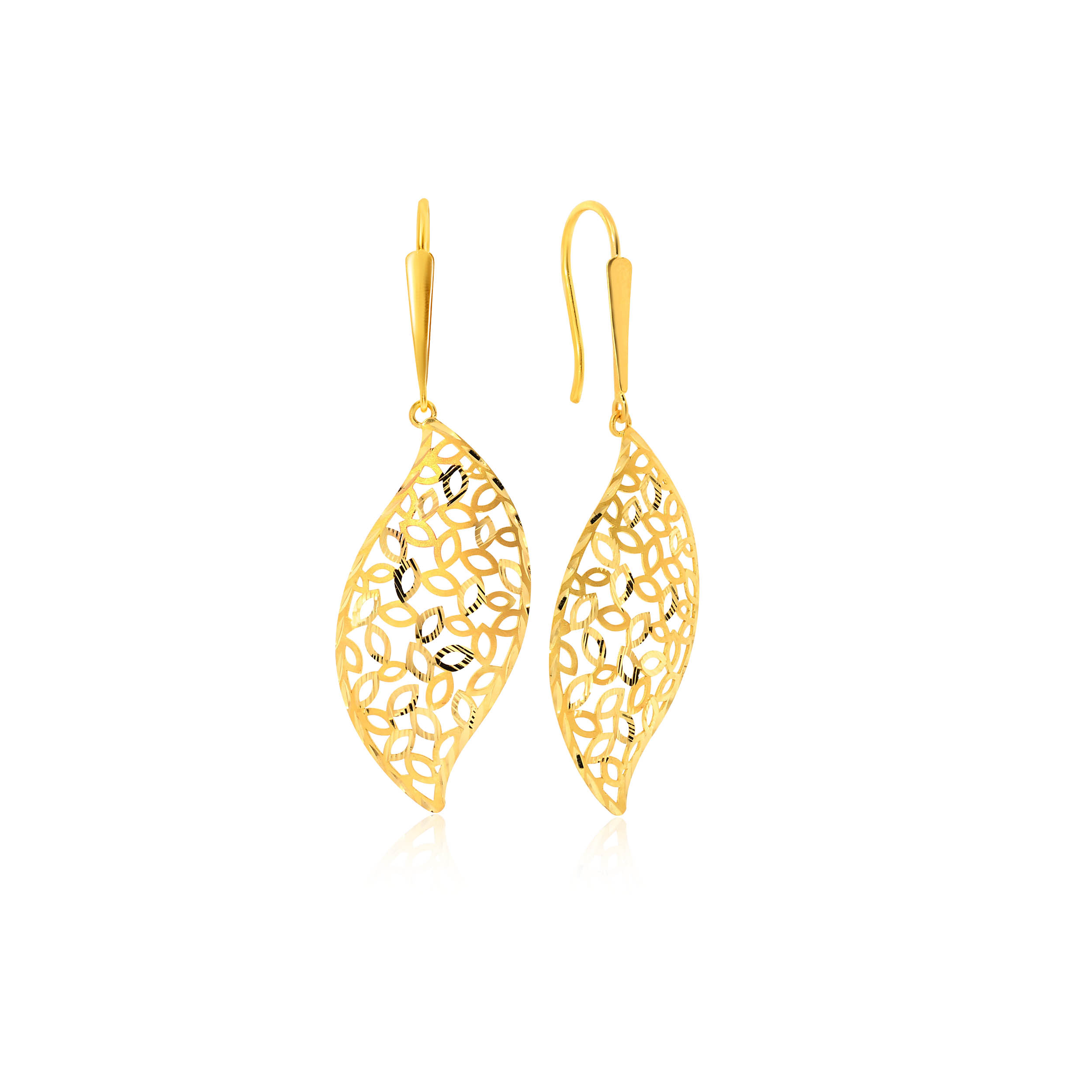 Nature Essence Gold Hook Earrings - Senco Gold and Diamonds