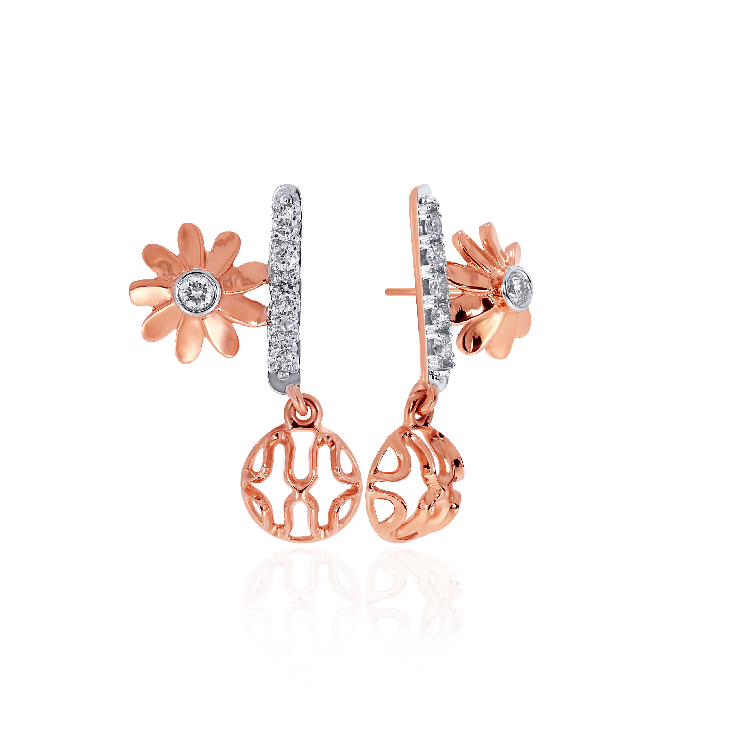 14K Rose Gold Diamond Drop Earrings-DT-D000760558 - Senco Gold and Diamonds