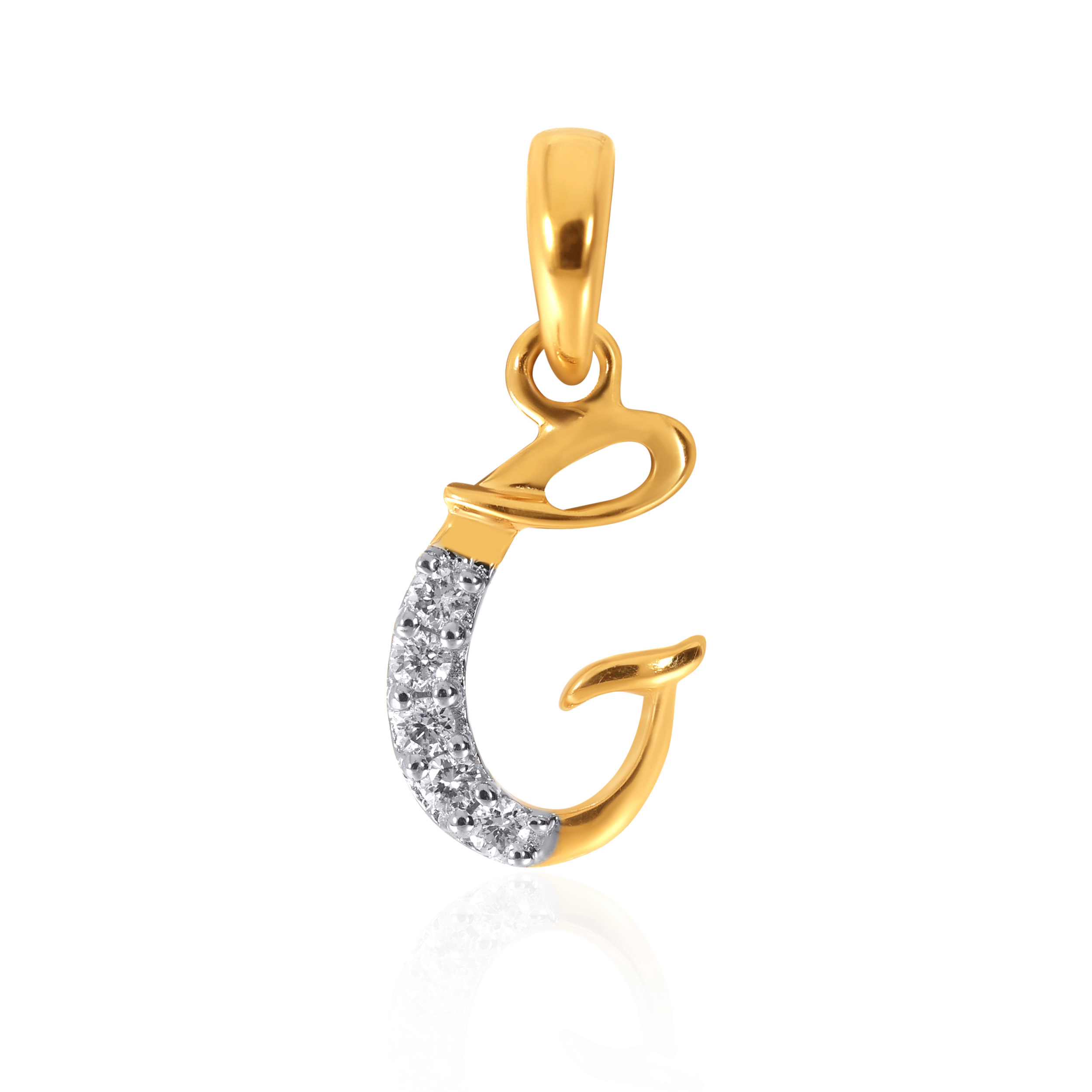 18K Yellow Gold G Alphabet Diamond Pendant-DPN-D000748632 - Senco Gold and Diamonds