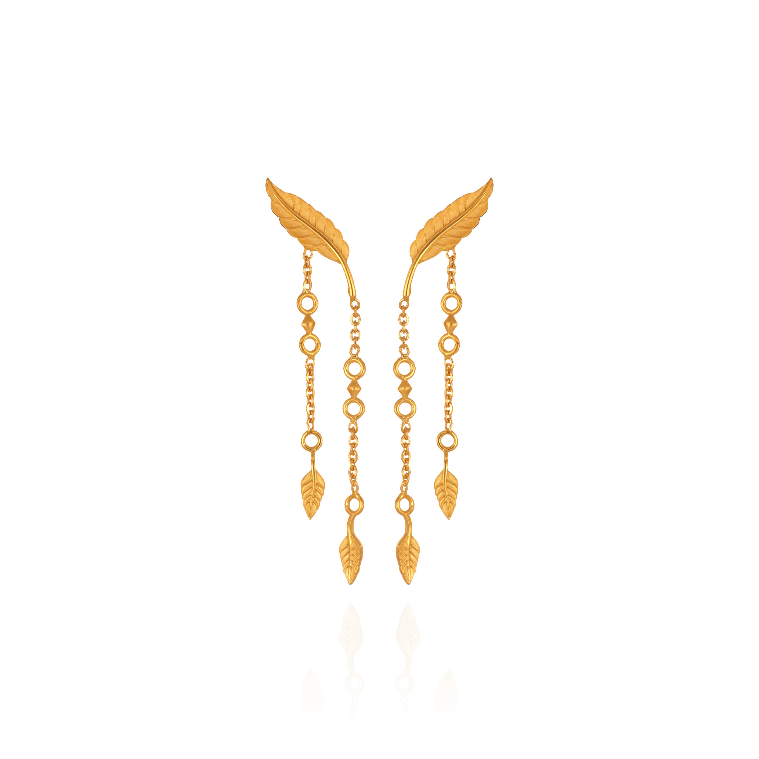 Dainty Leaf Trail Gold Earrings - Senco Gold and Diamonds