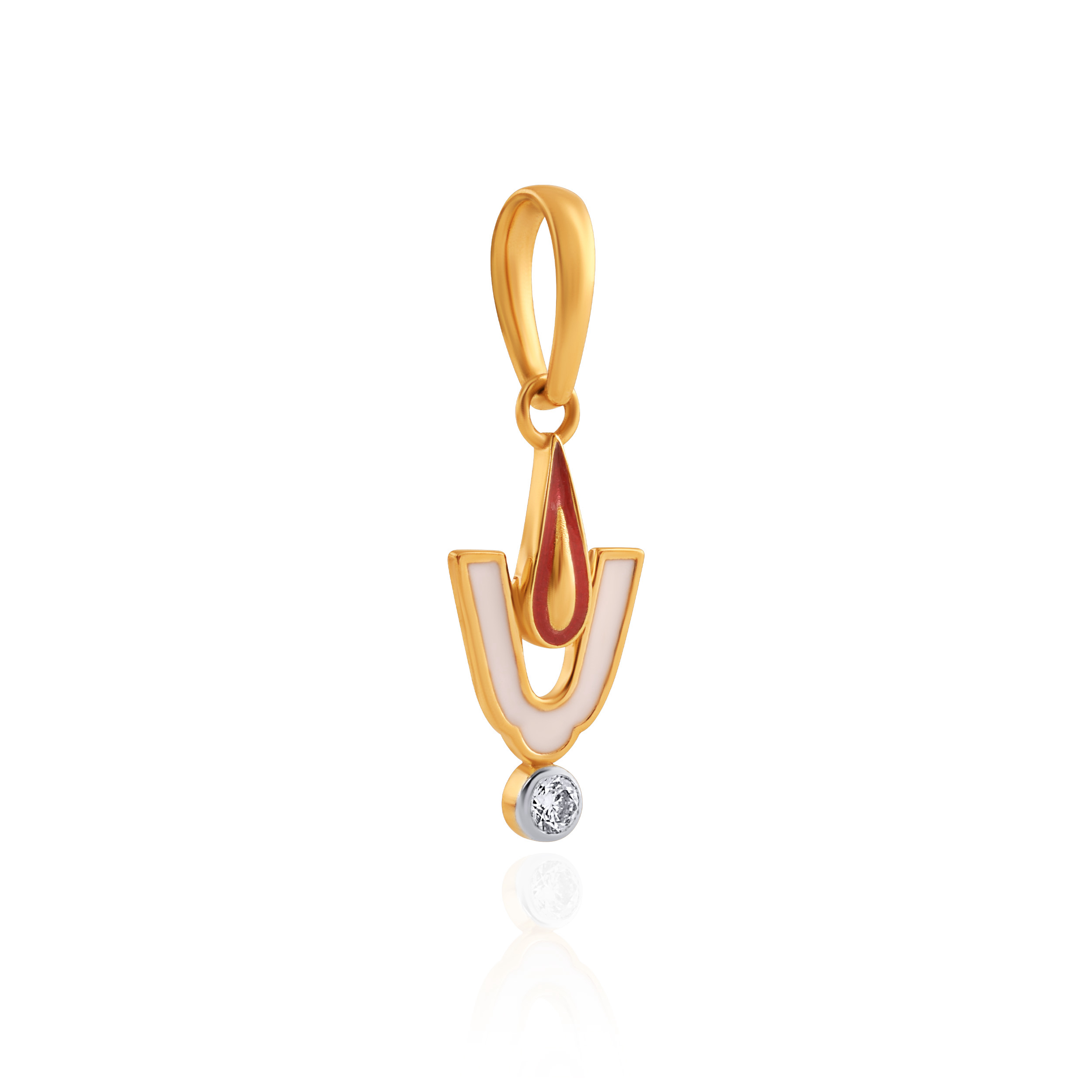 Vishnu Namam Enamel Diamond Pendant - Senco Gold and Diamonds