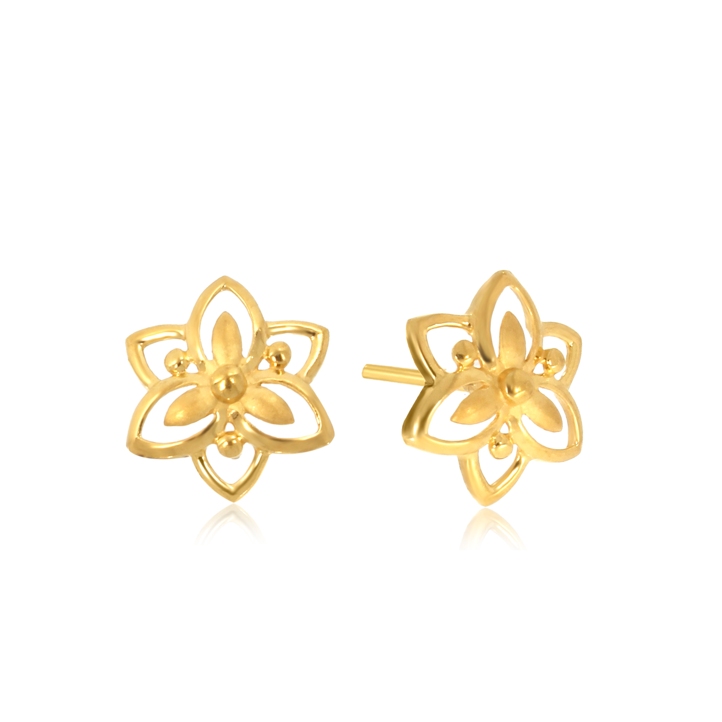 Serene Flower Gold Studs - Senco Gold and Diamonds