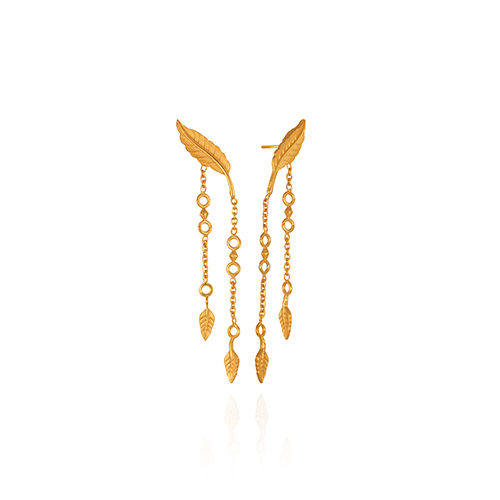 Dainty Leaf Trail Gold Earrings - Senco Gold and Diamonds