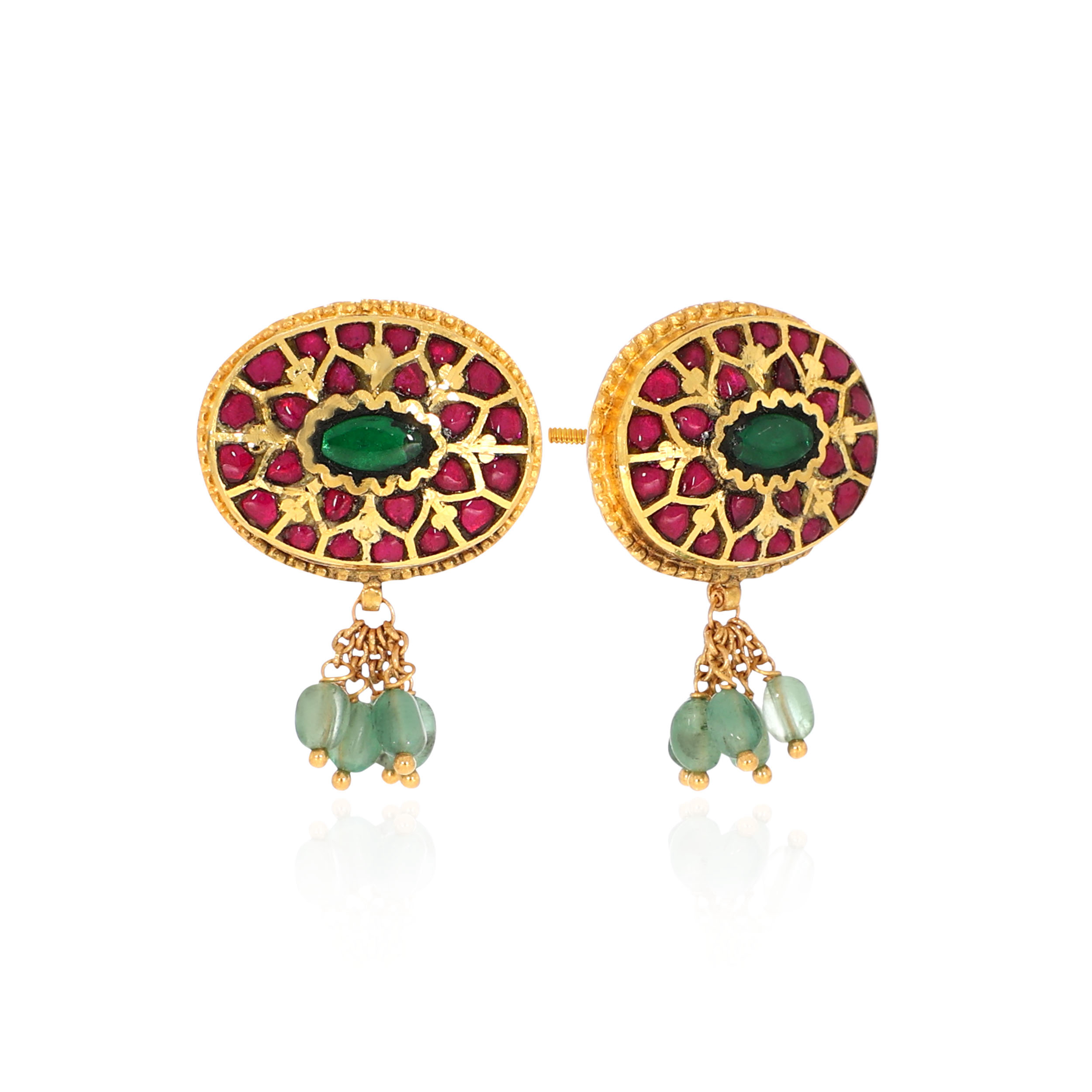 22K Yellow Gold Kundan Drop Earrings-GPGN-D000788491 - Senco Gold and Diamonds