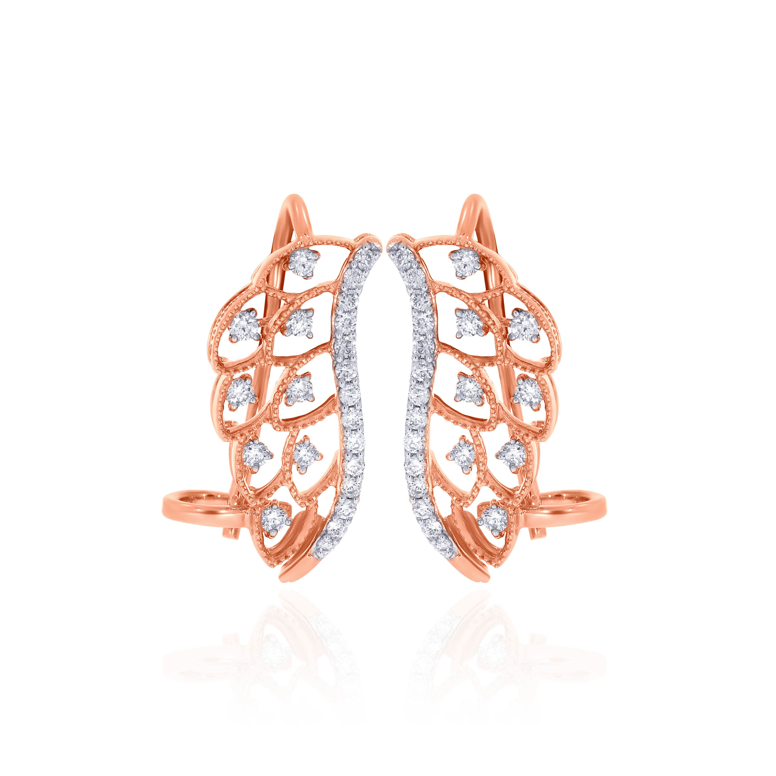 14K Rose Gold Diamond Hoop Earrings-DT-D000667411 - Senco Gold and Diamonds