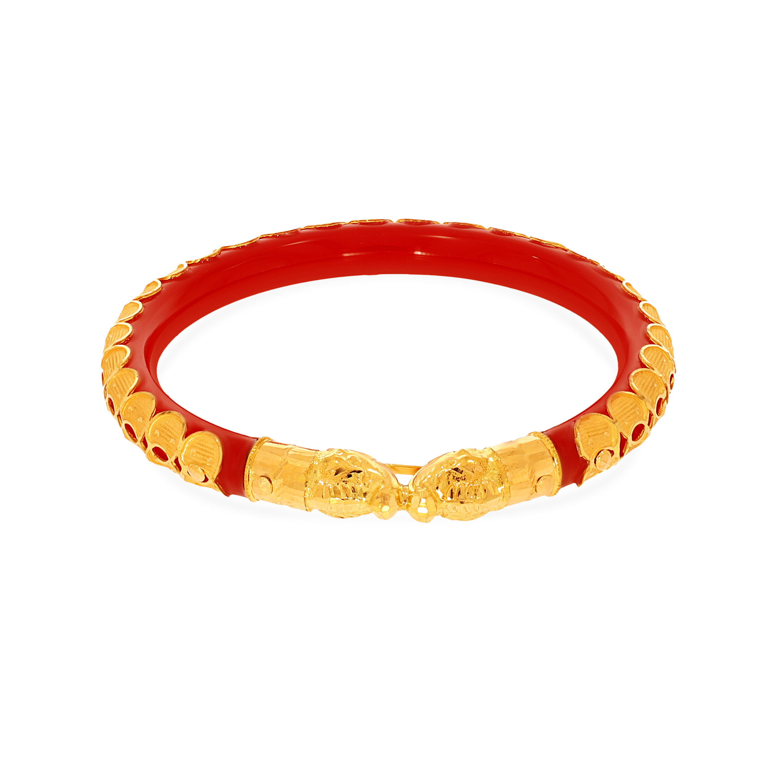 Regal Red Heritage Gold Mukh Pola Bangle - Senco Gold and Diamonds