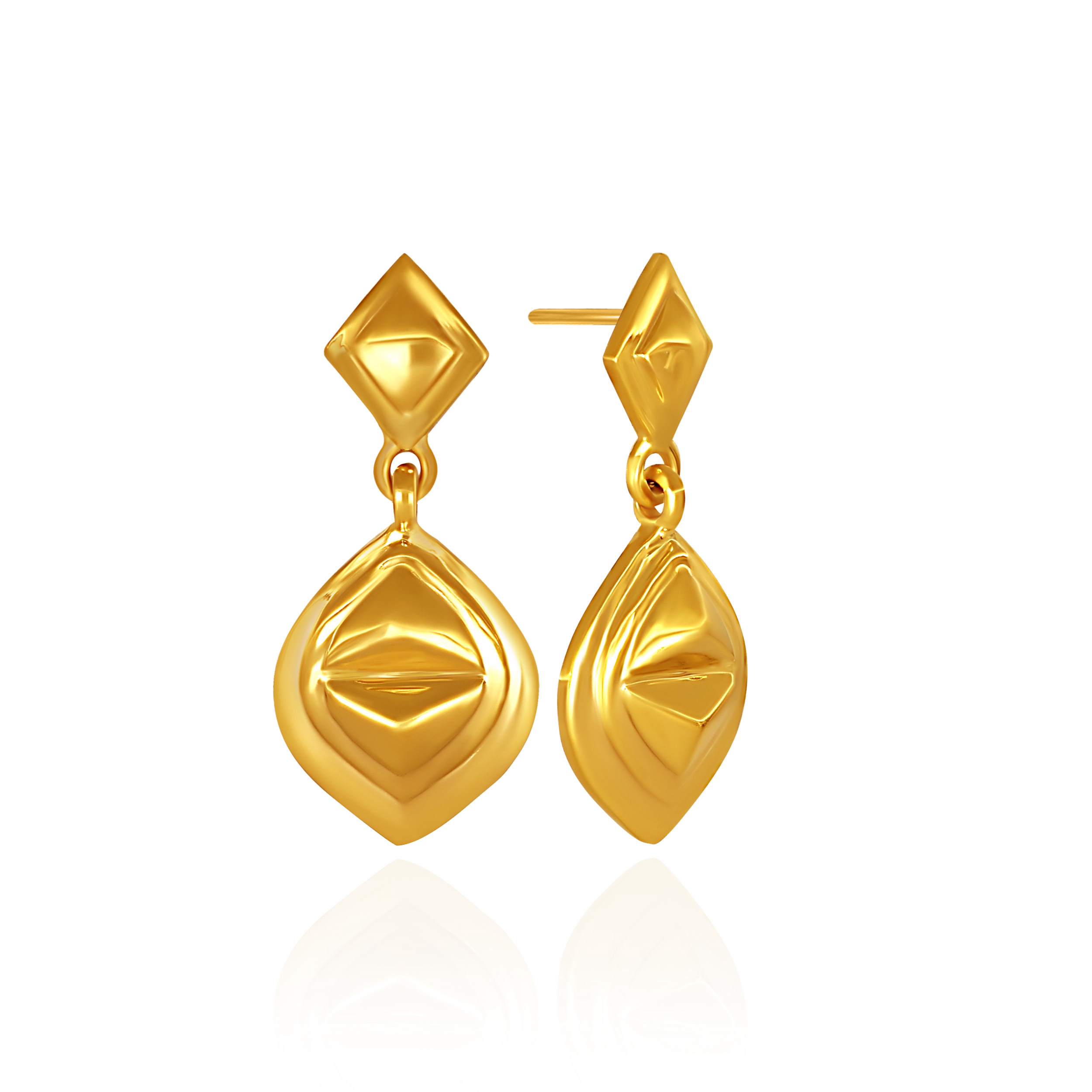 Sculpted Gleam Gold Drop Earrings - Senco Gold and Diamonds