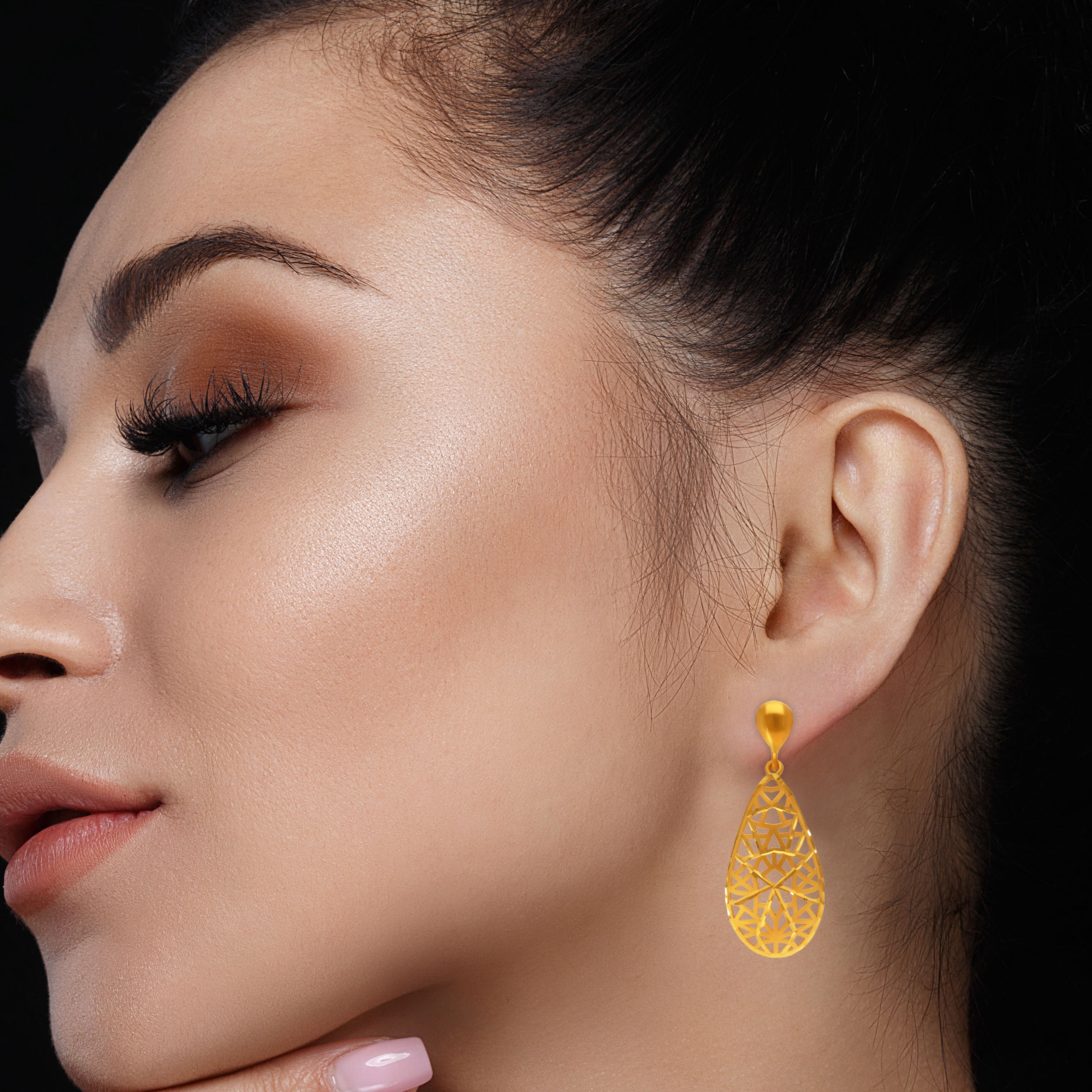 Lustre Cutwork Gold Earrings - Senco Gold and Diamonds