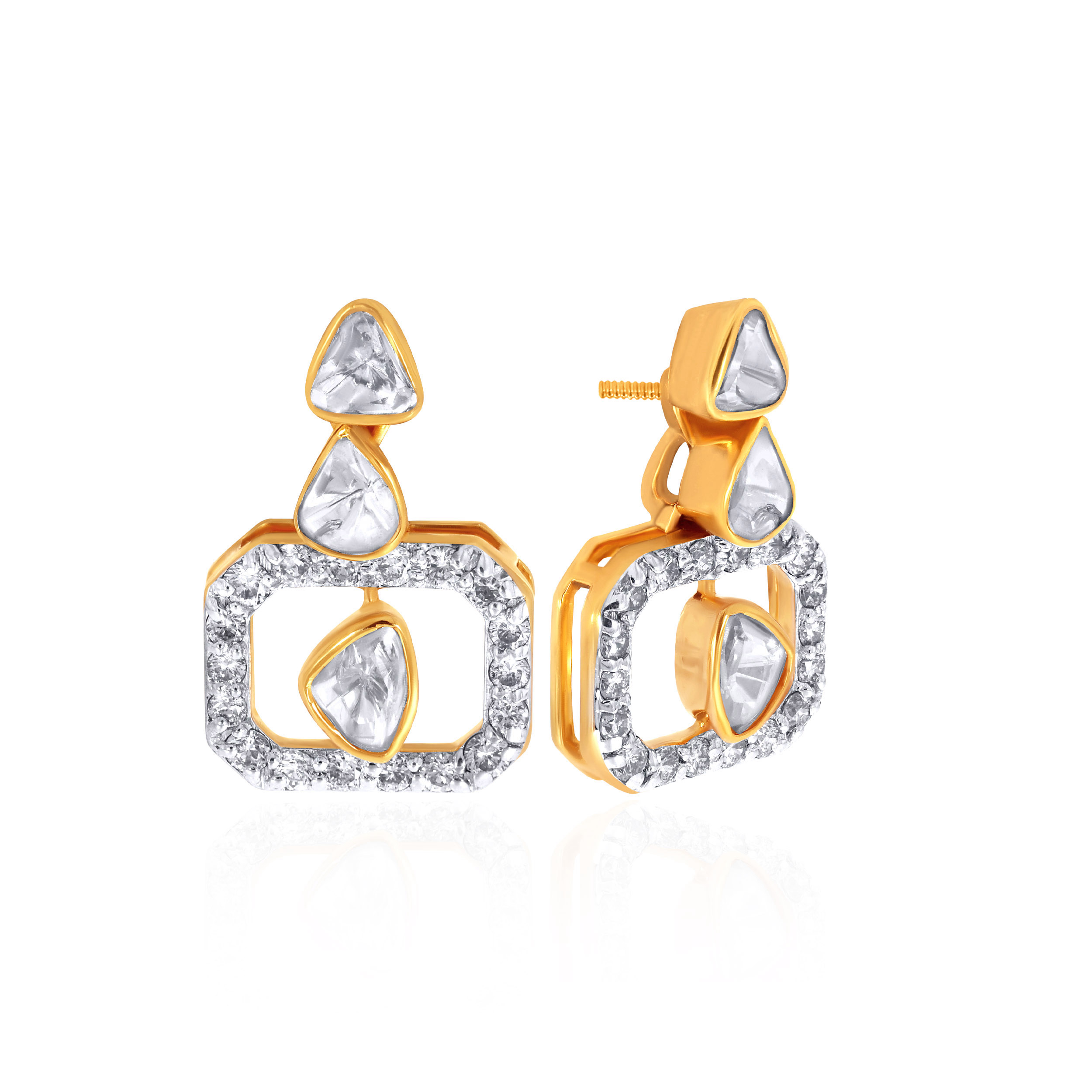 Ethereal Sparkle Polki Diamond Studs - Senco Gold and Diamonds