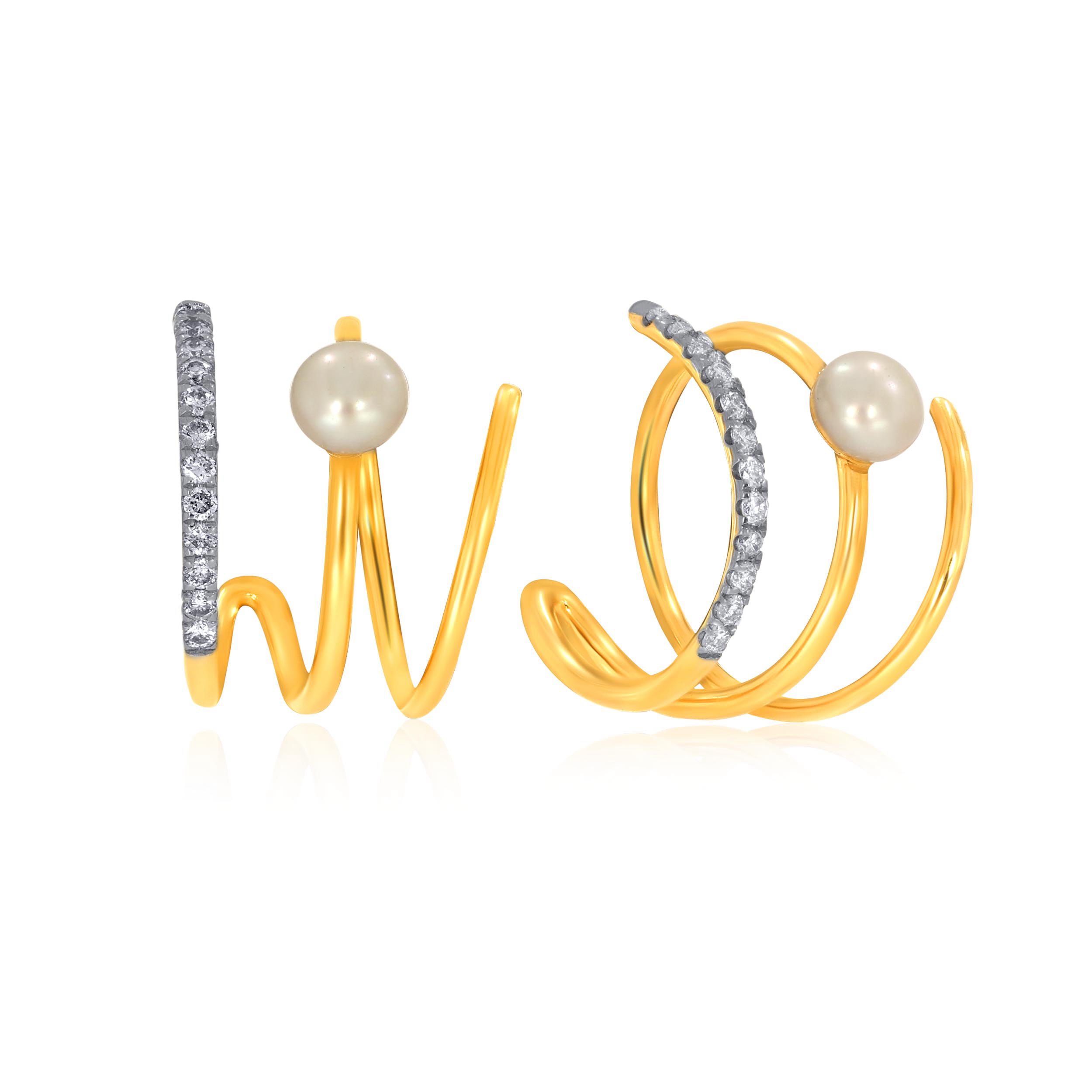 Swirl Queen Diamond Ear Cuffs - Senco Gold and Diamonds