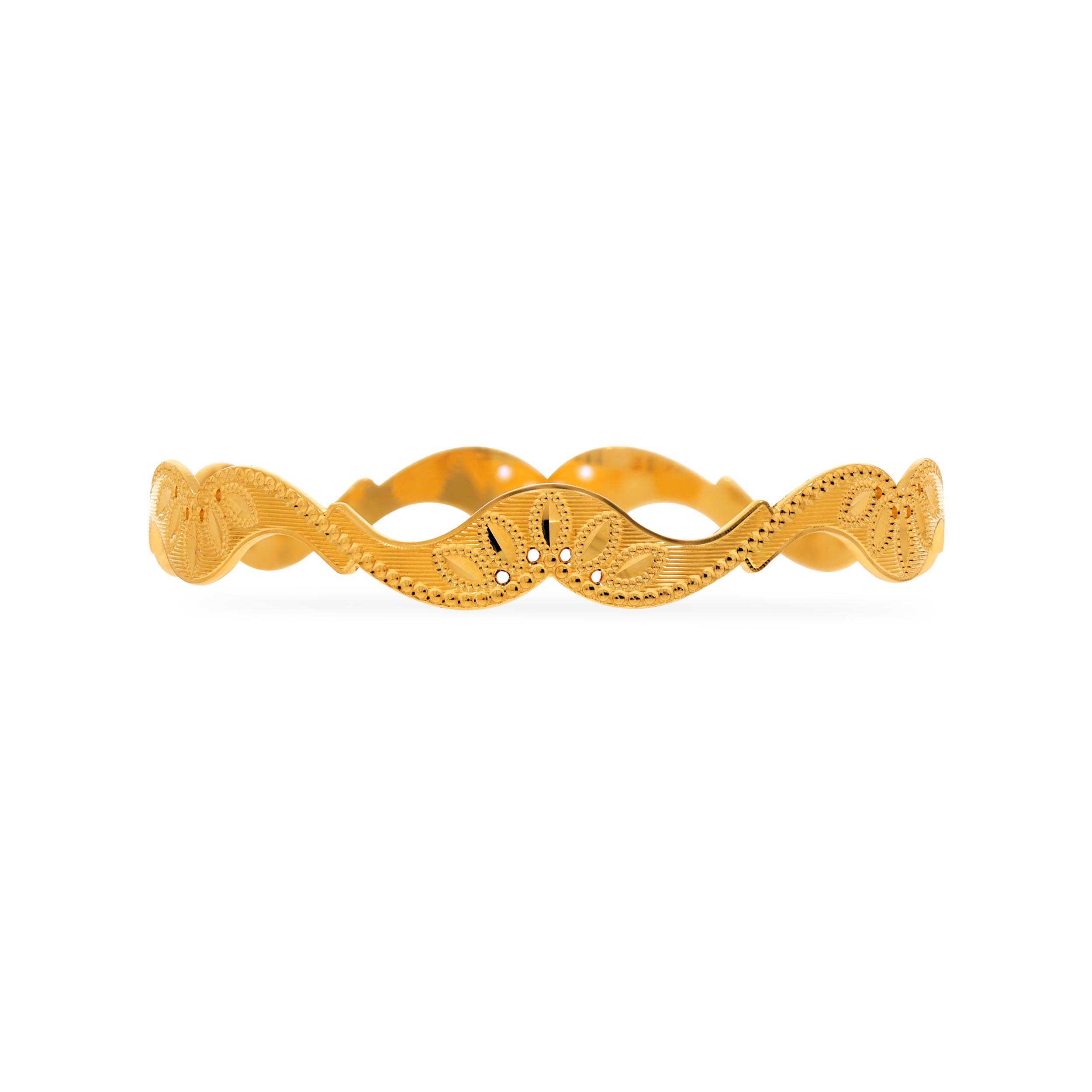 Wavy Blossom Gold Bangle - Senco Gold and Diamonds