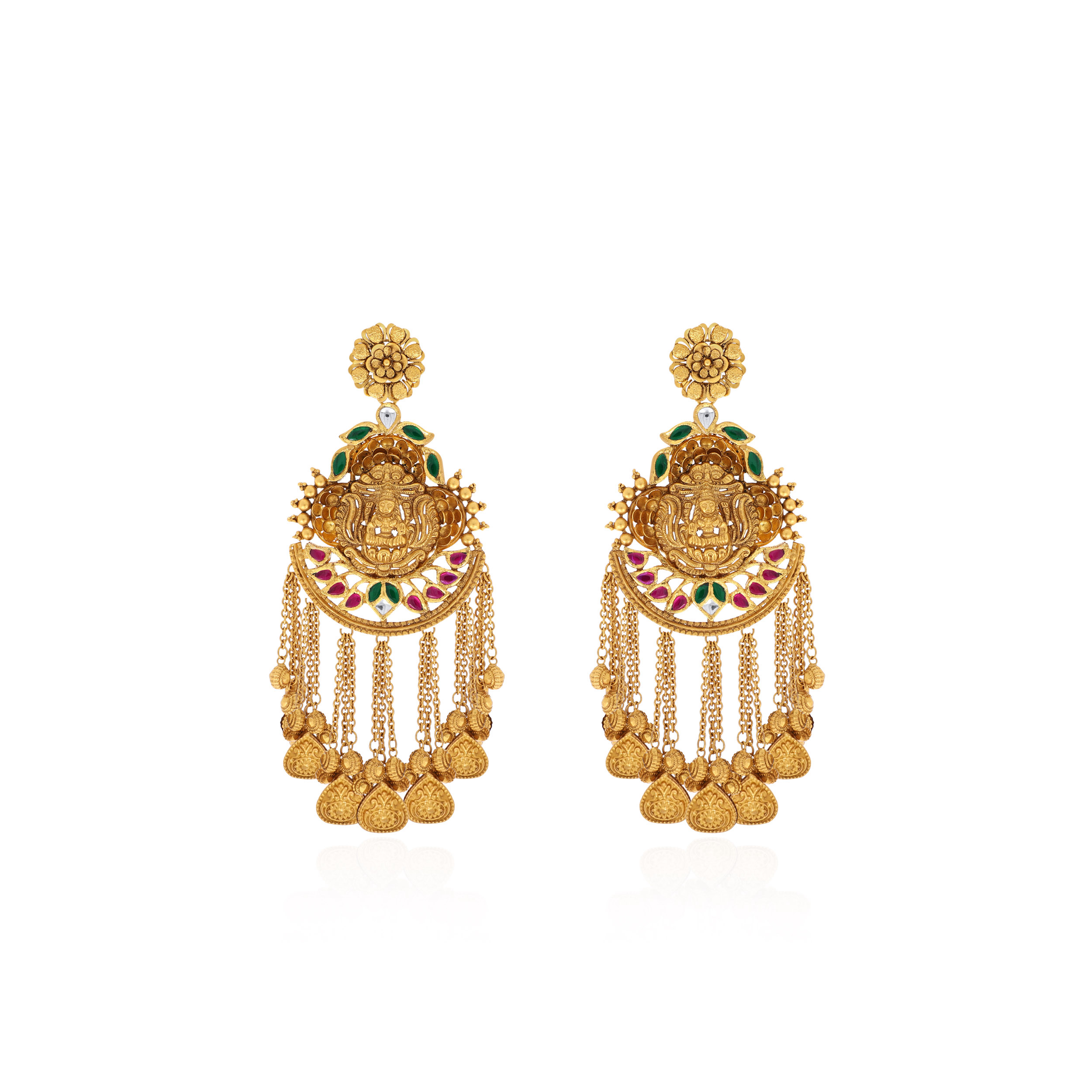 Divine Antique Gold Kundan Danglers - Senco Gold and Diamonds