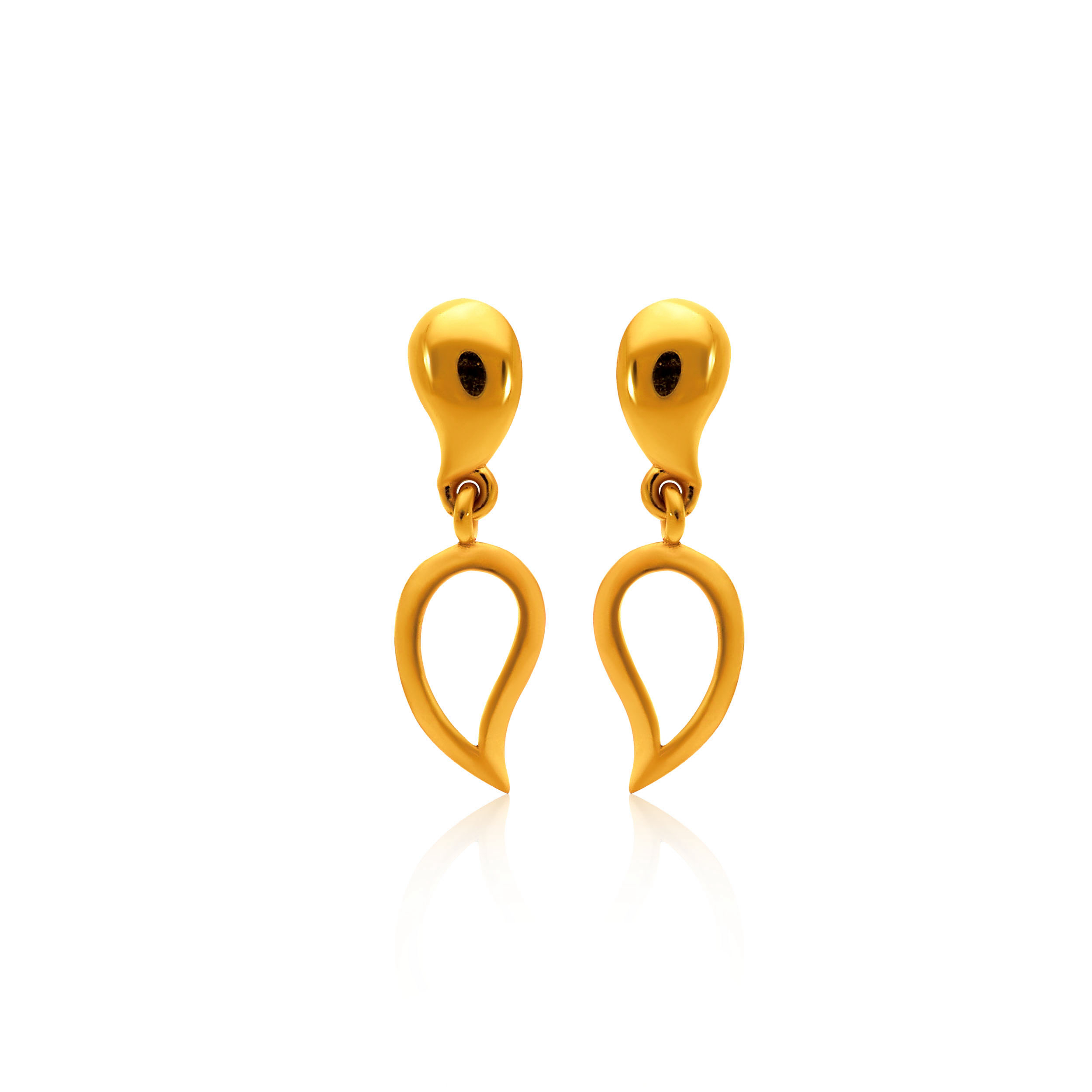 Sleek Silhouette Gold Drop Earrings - Senco Gold and Diamonds