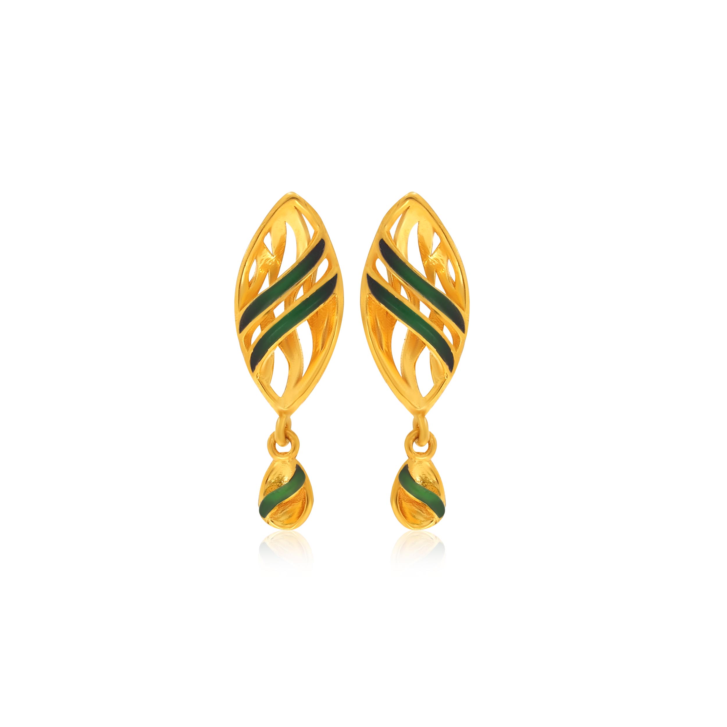 Fiery Leaf Gold Studs - Senco Gold and Diamonds