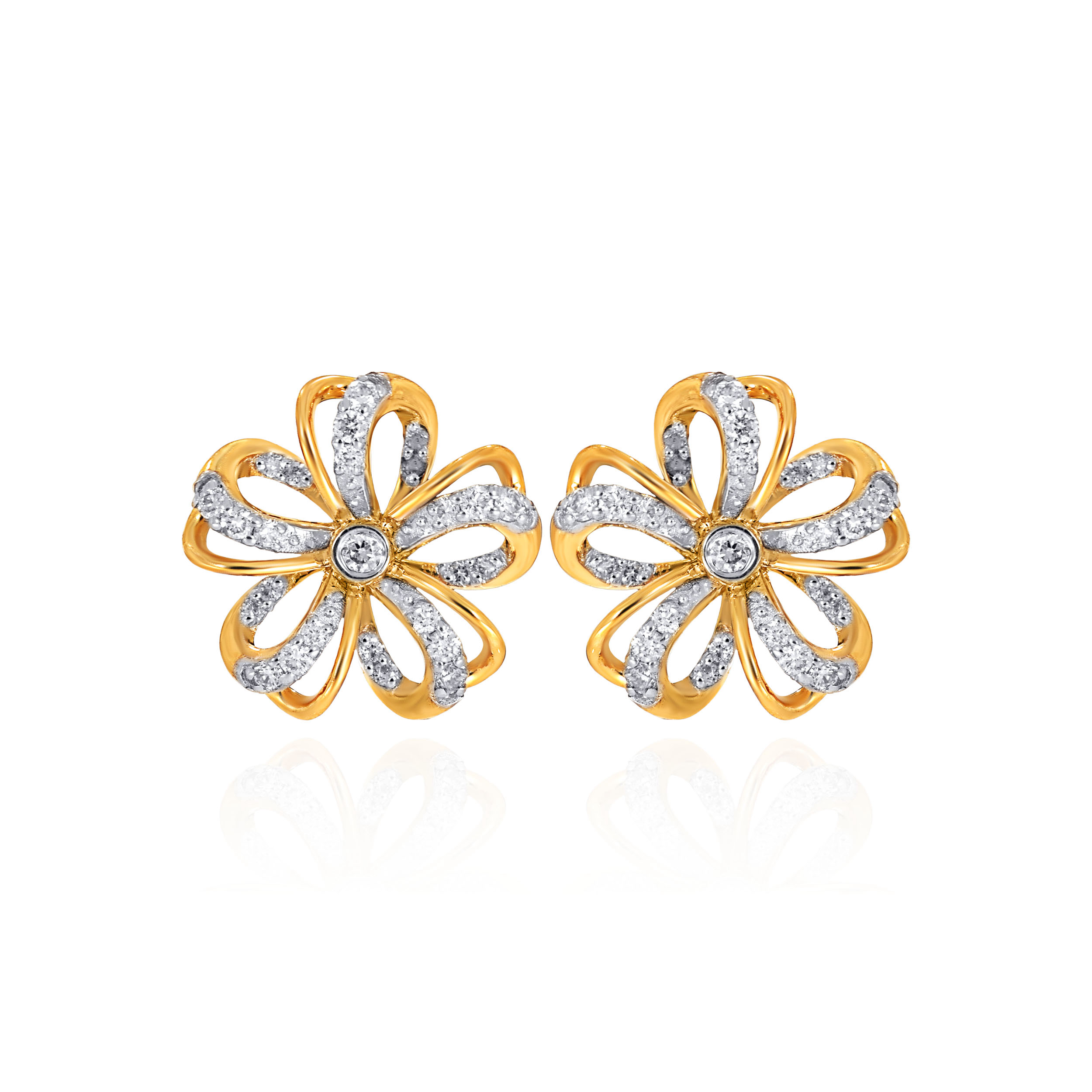 Ribbon Bloom Diamond Studs - Senco Gold and Diamonds