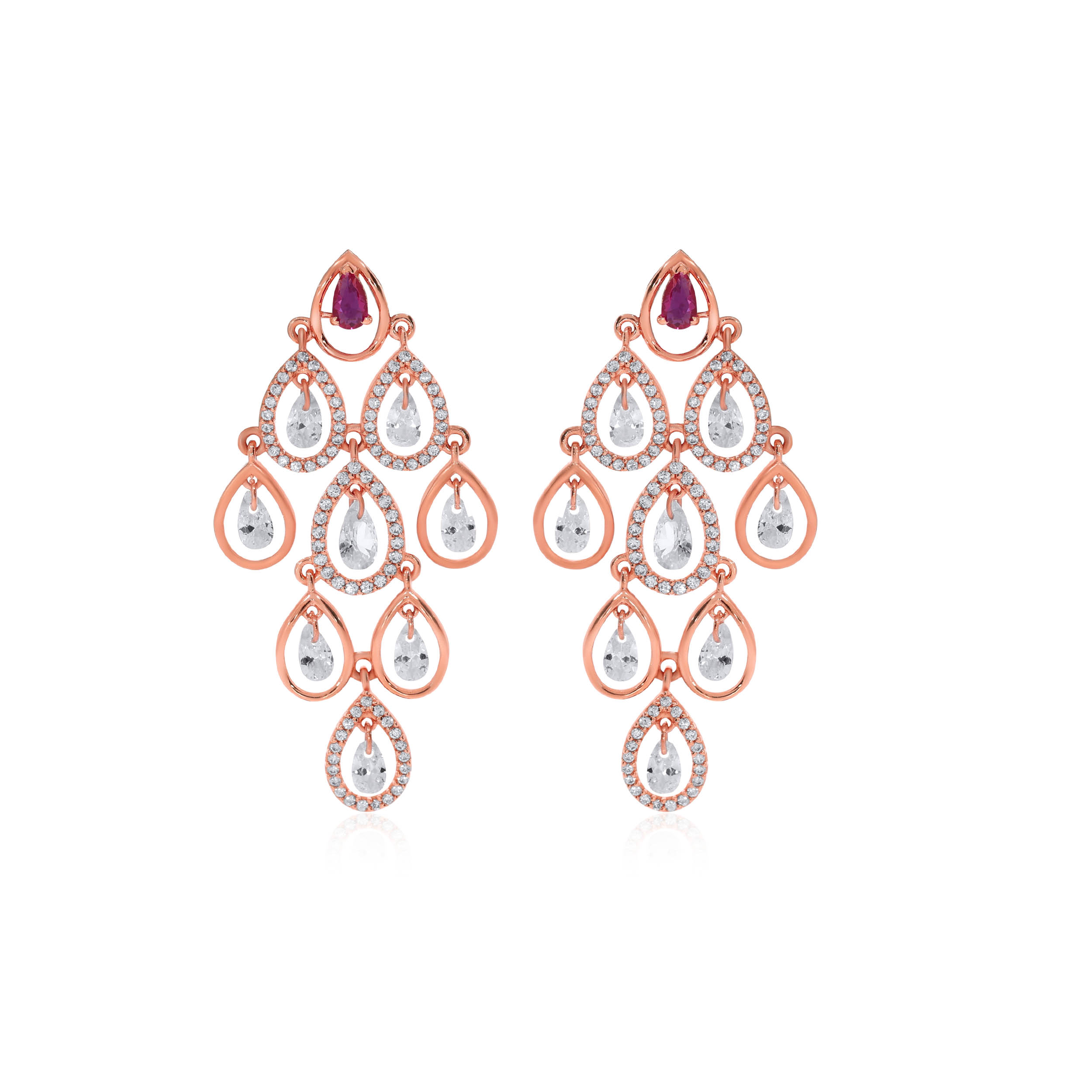 Rosy Droplets Gold Danglers - Senco Gold and Diamonds