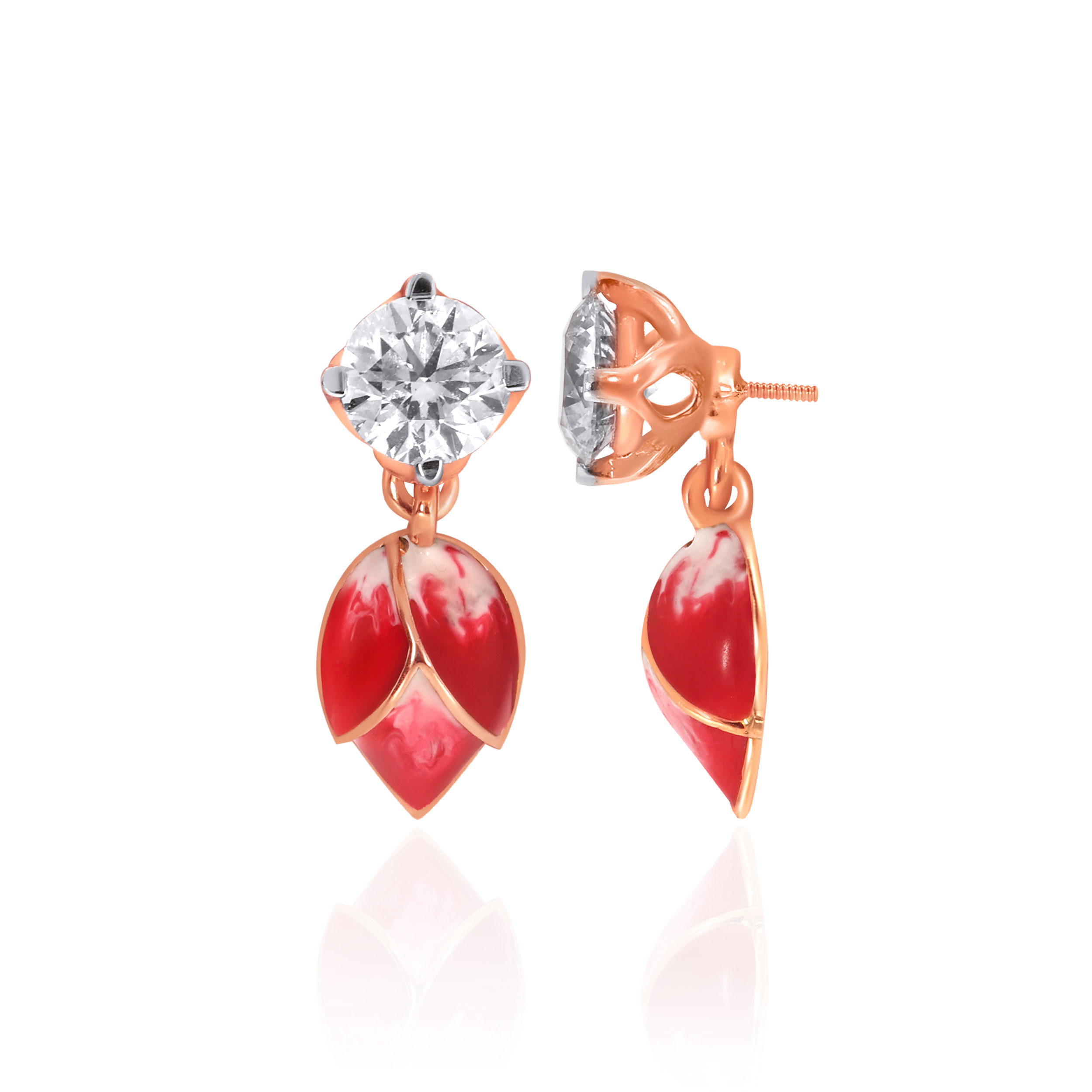 18K Rose Gold Diamond Studs Earrings-DT-D000754645 - Senco Gold and Diamonds