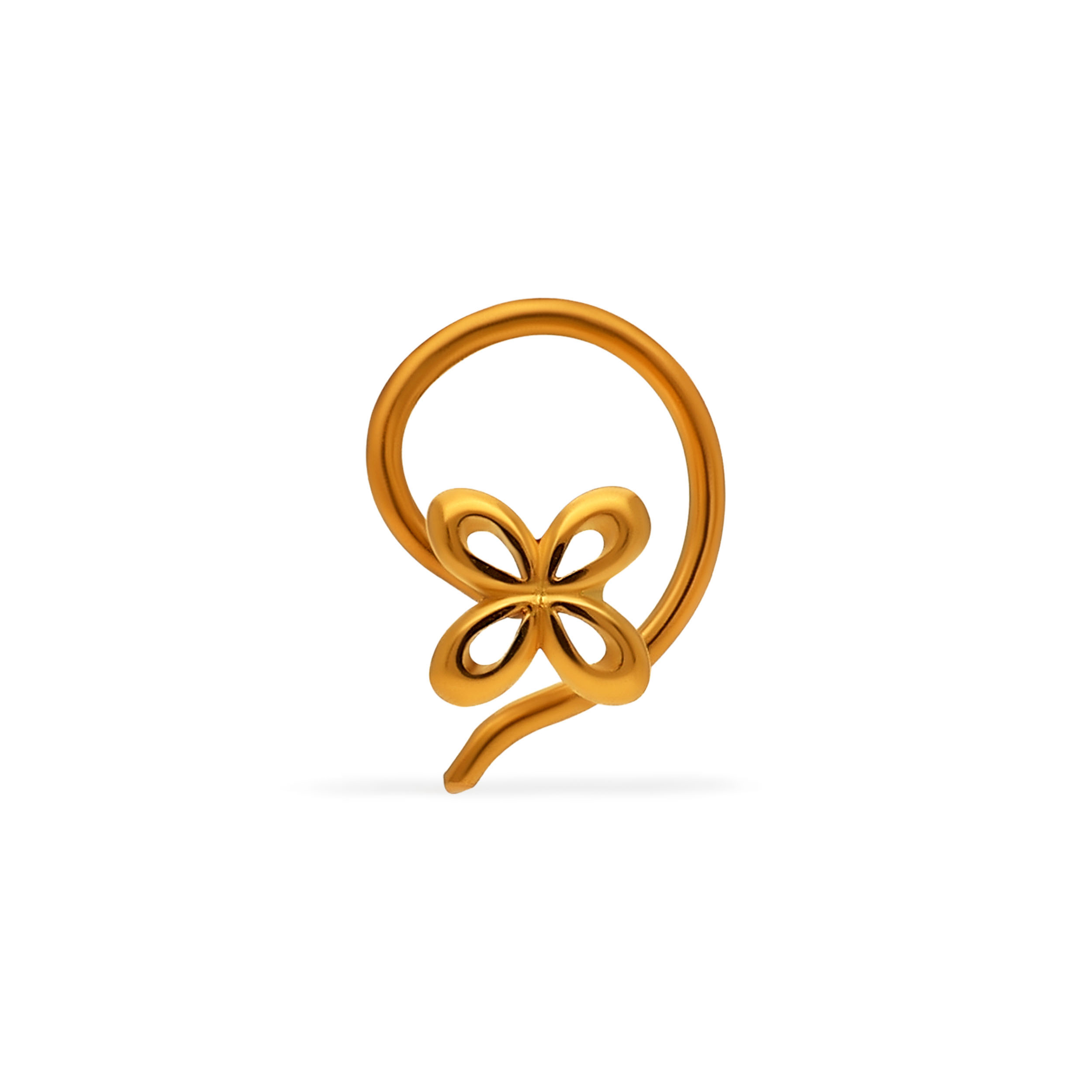Delicate Clover Gold Nose Pin - Senco Gold and Diamonds
