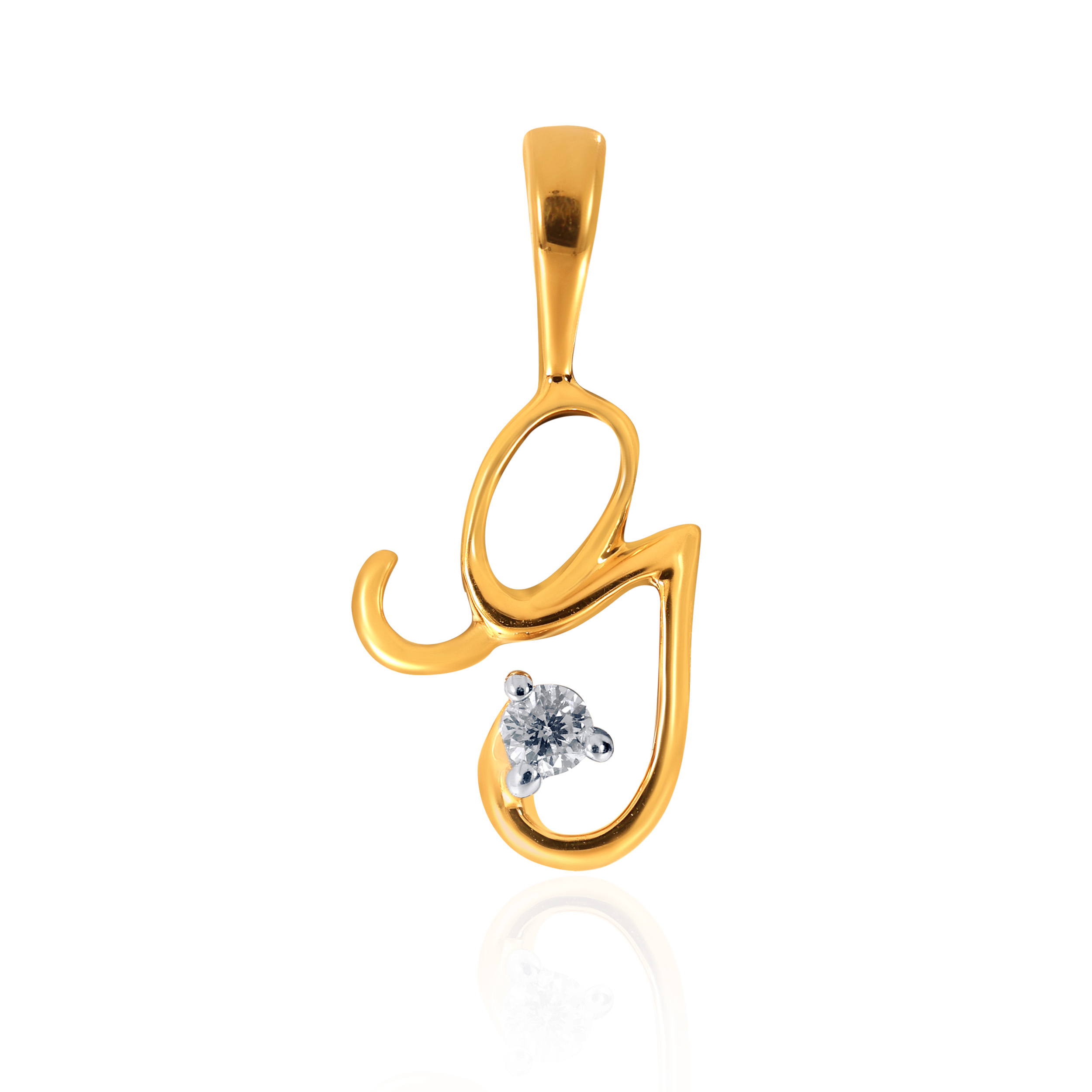18K Yellow Gold G Alphabet Diamond Pendant-DPN-D000748616 - Senco Gold and Diamonds
