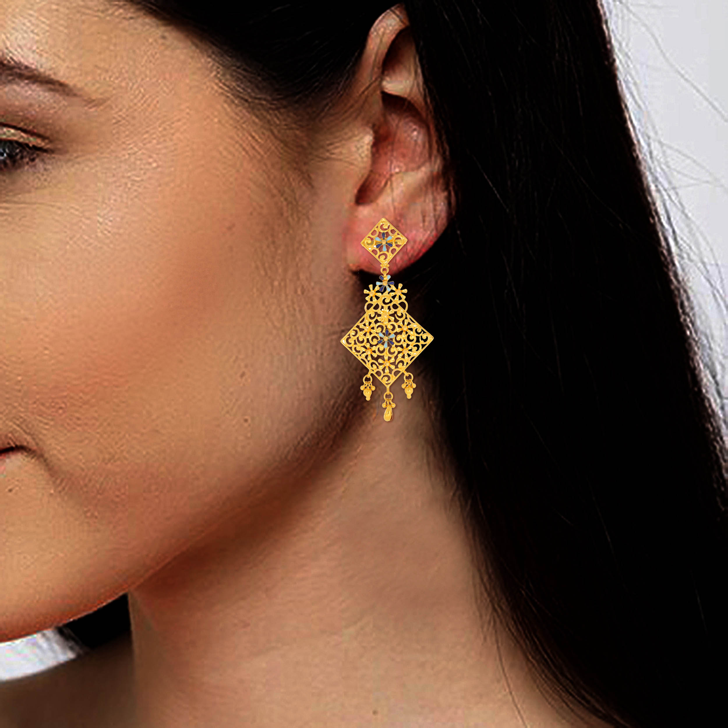 Jafrani Craft Gold Earrings - Senco Gold and Diamonds