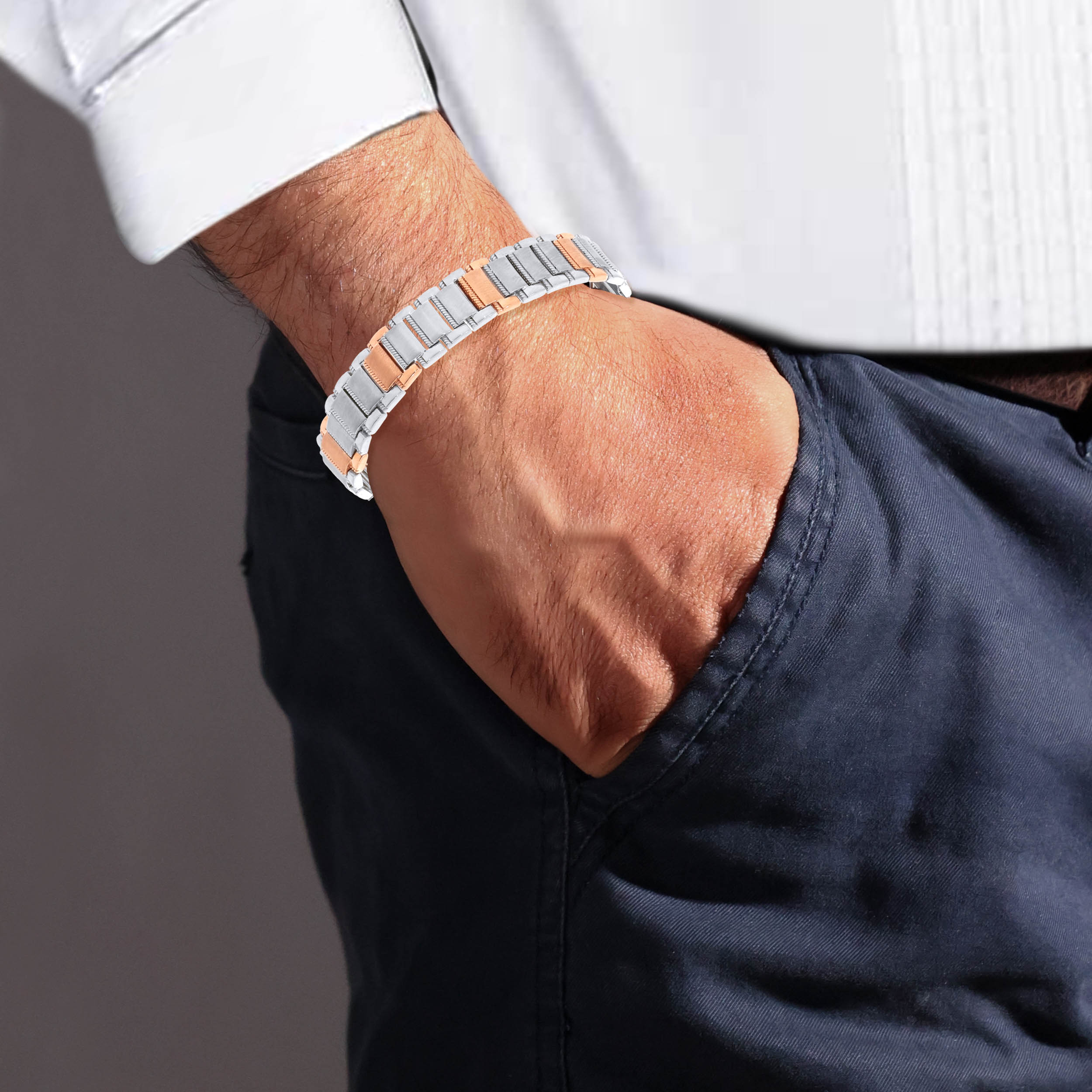 Fashion Icon Men Platinum Wristlet - Senco Gold and Diamonds
