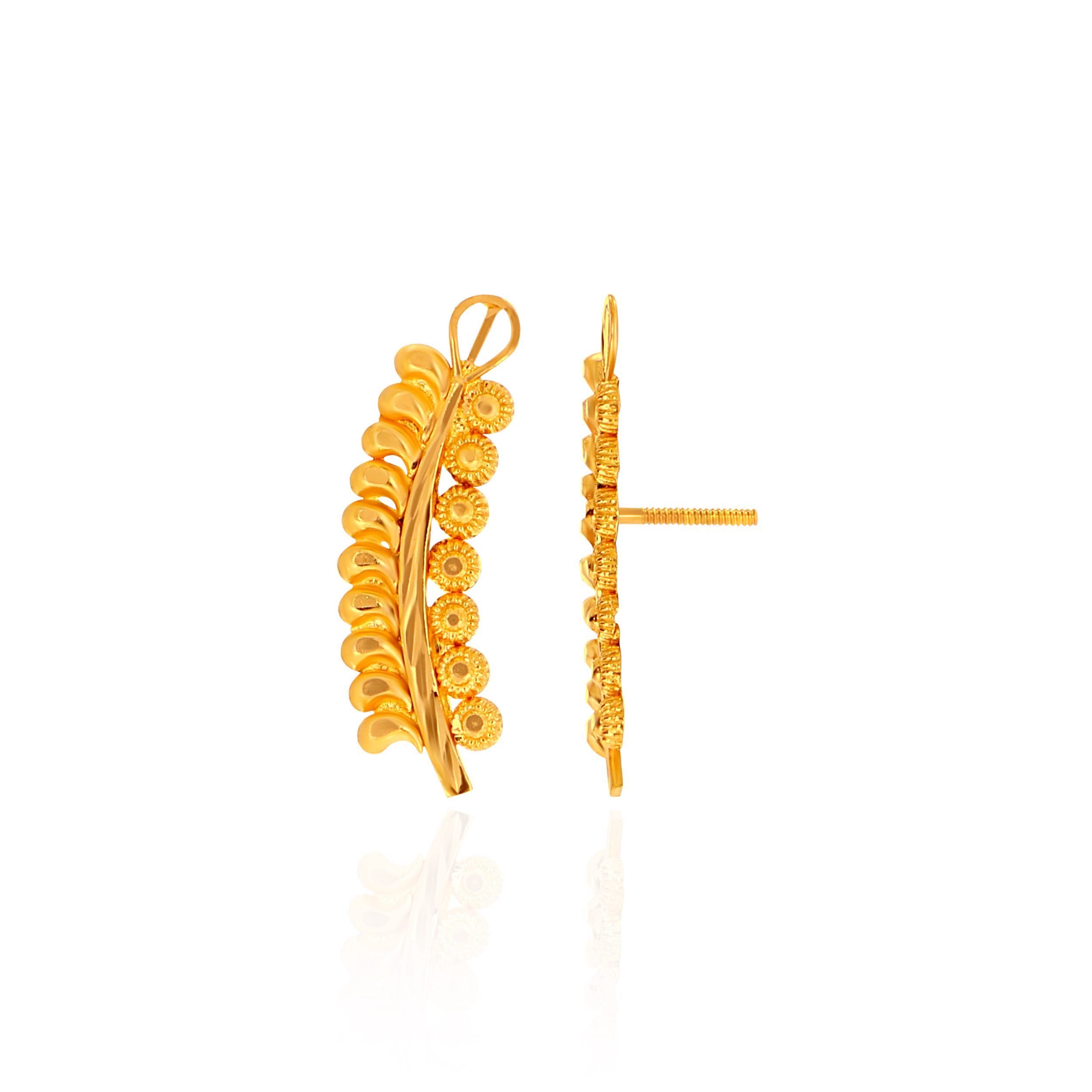Flora Curve Gold Studs - Senco Gold and Diamonds