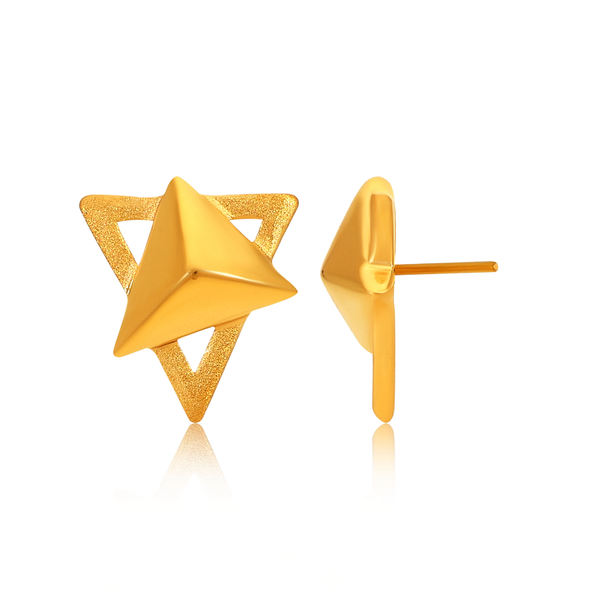 Chic Pyramid Gold Studs - Senco Gold and Diamonds