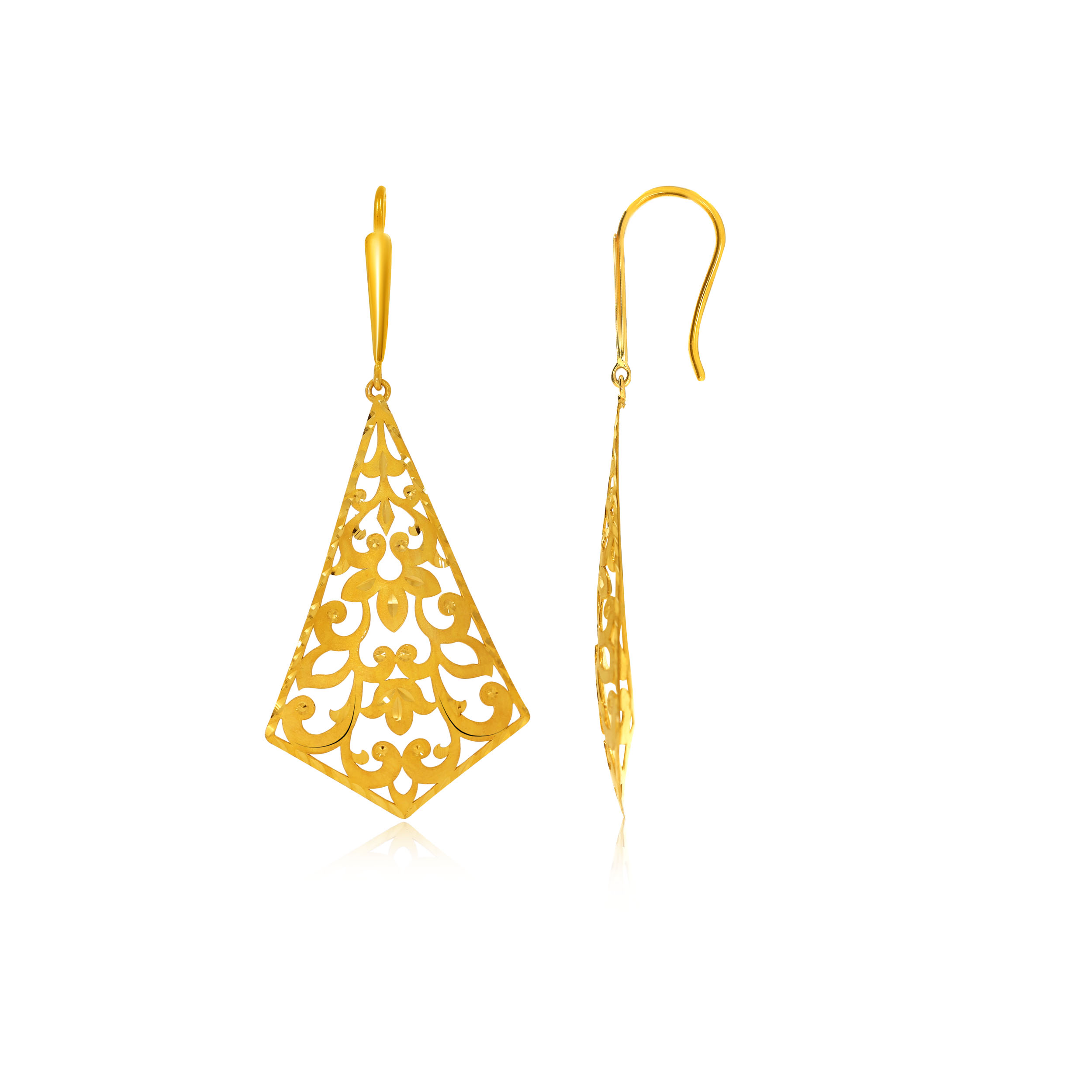 Pyramidal Allure Gold Hook Earrings - Senco Gold and Diamonds