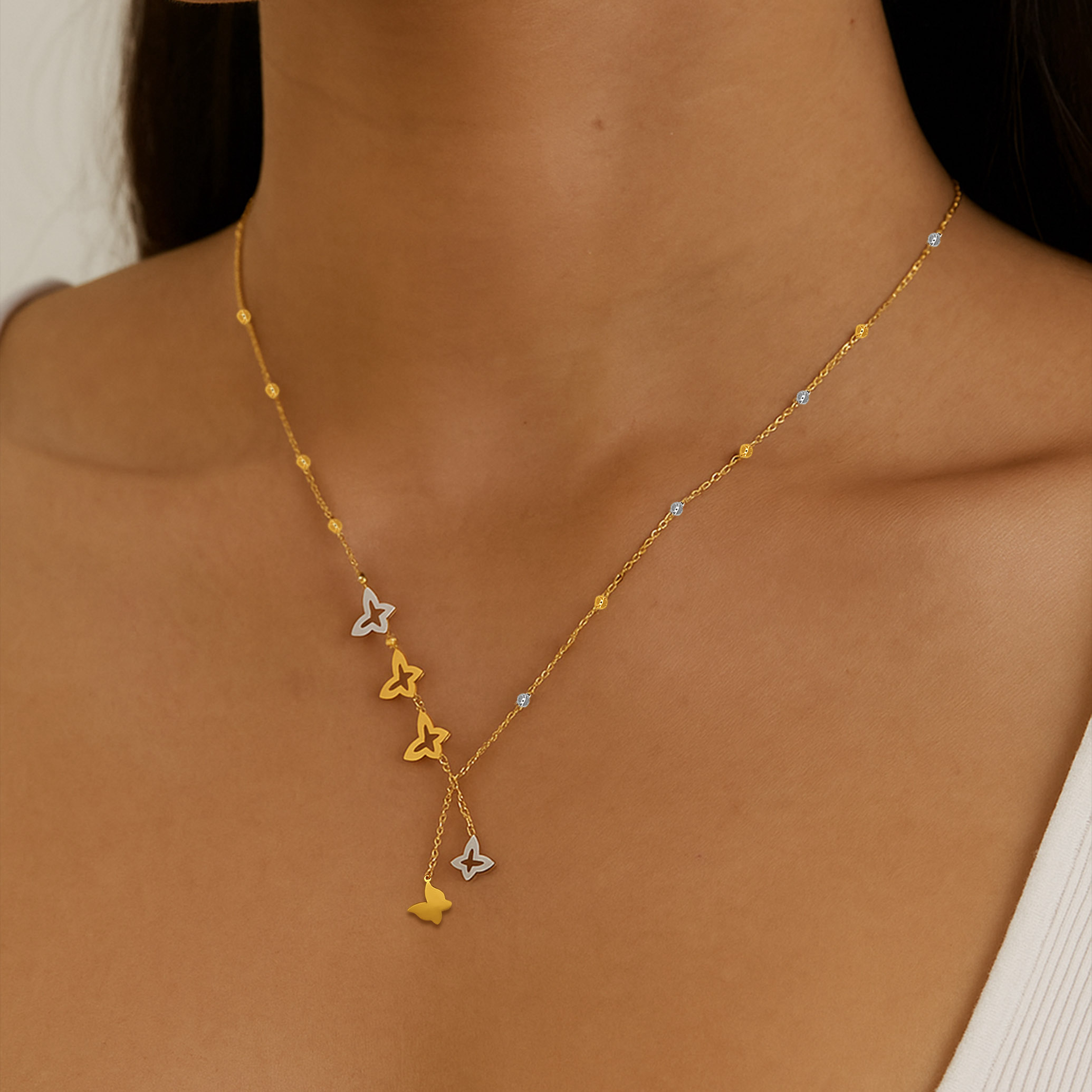 DuoFlair Butterfly Motif Gold Chain - Senco Gold and Diamonds