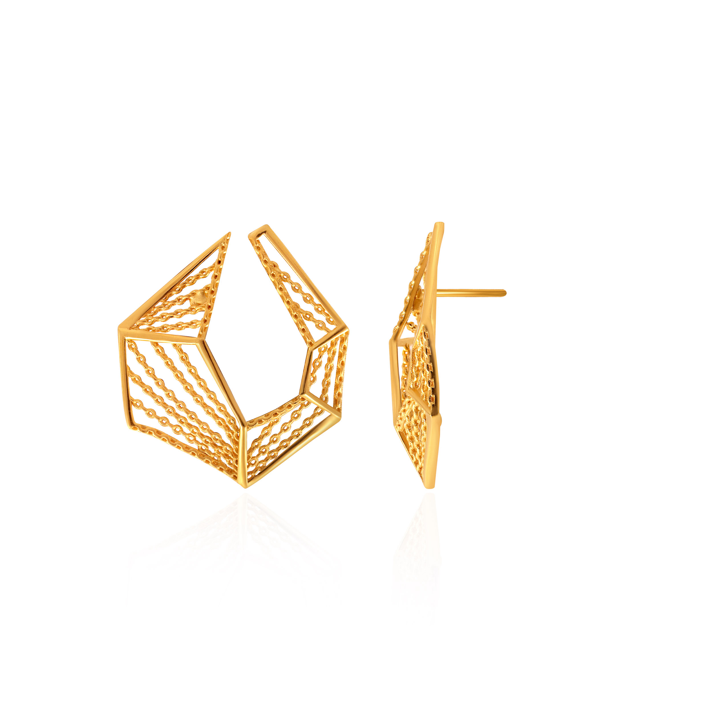 Stylish Emblem Gold Studs - Senco Gold and Diamonds