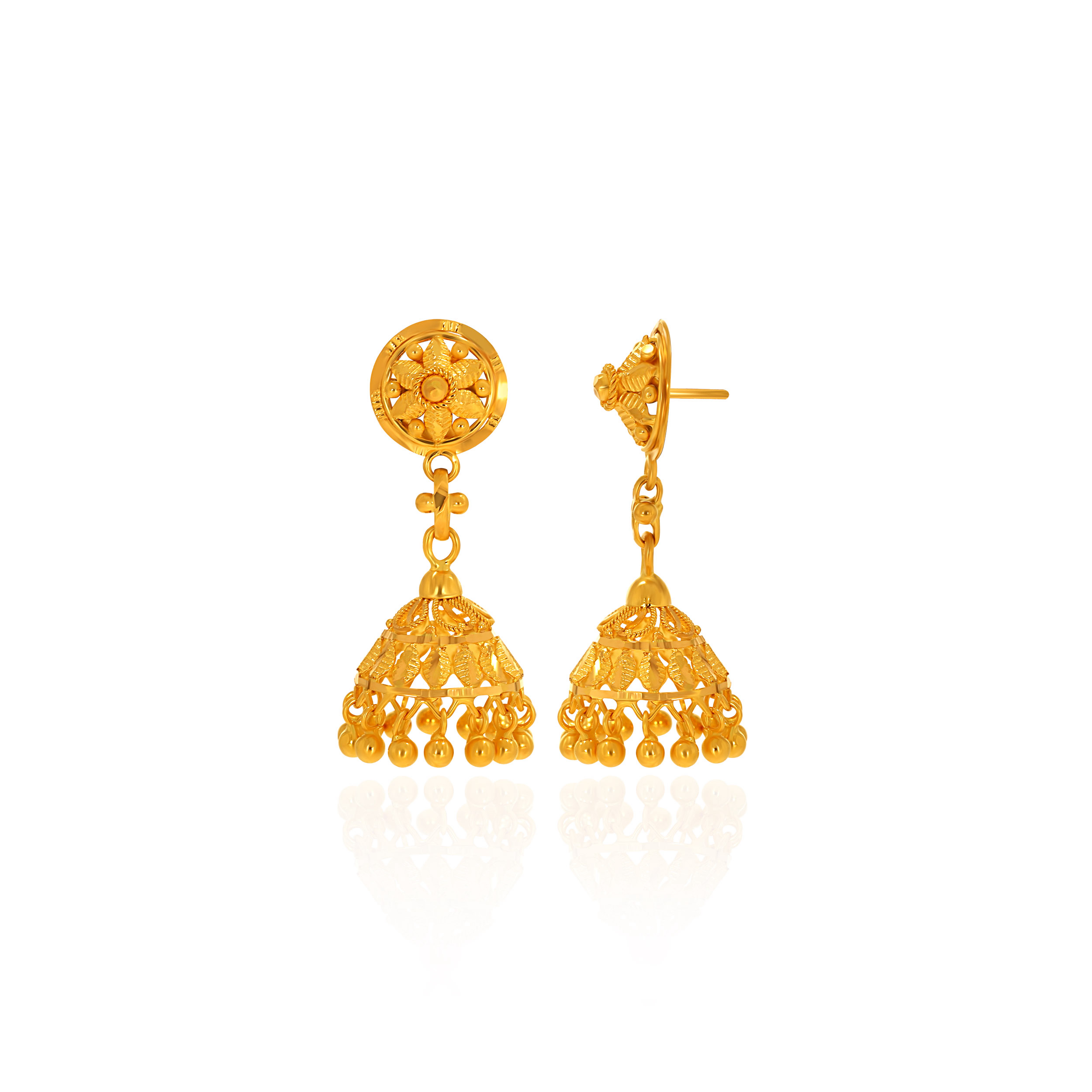 Timeless Tapestry Gold Jhumka Earrings - Senco Gold and Diamonds
