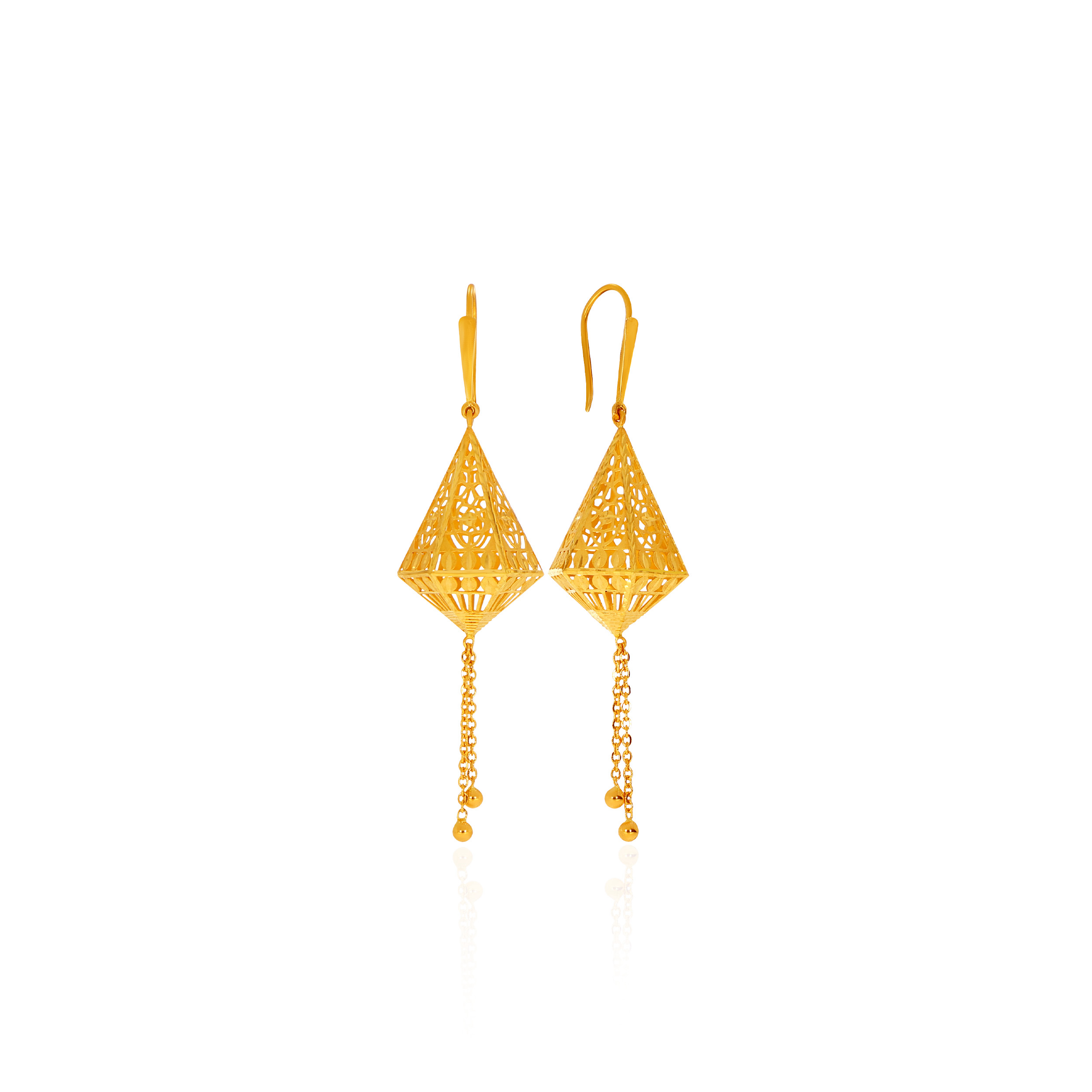 22K Yellow Gold Drop Earrings - GJ-SAD0001283 - Senco Gold and Diamonds
