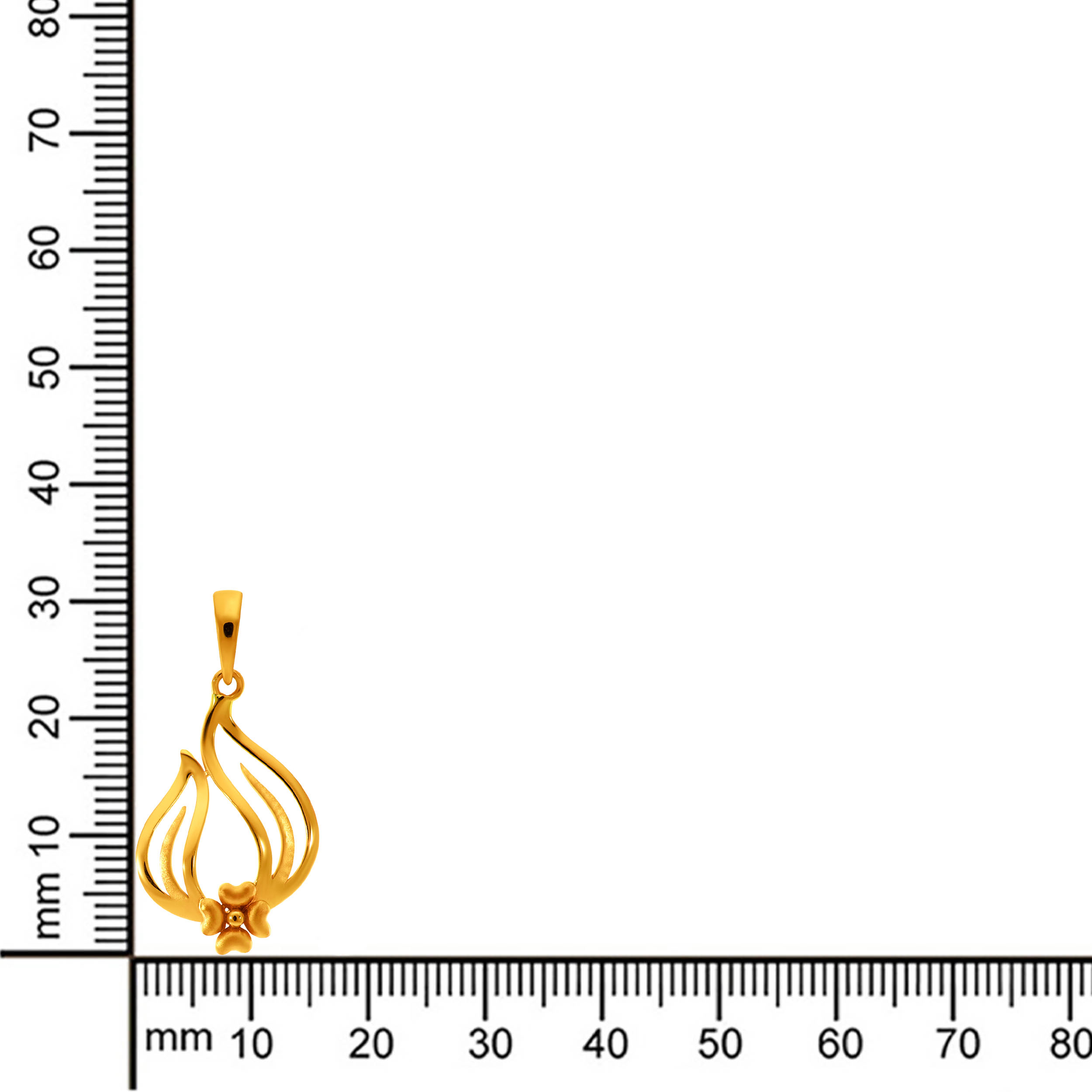 Sleek Floral Motif Gold Pendant - Senco Gold and Diamonds