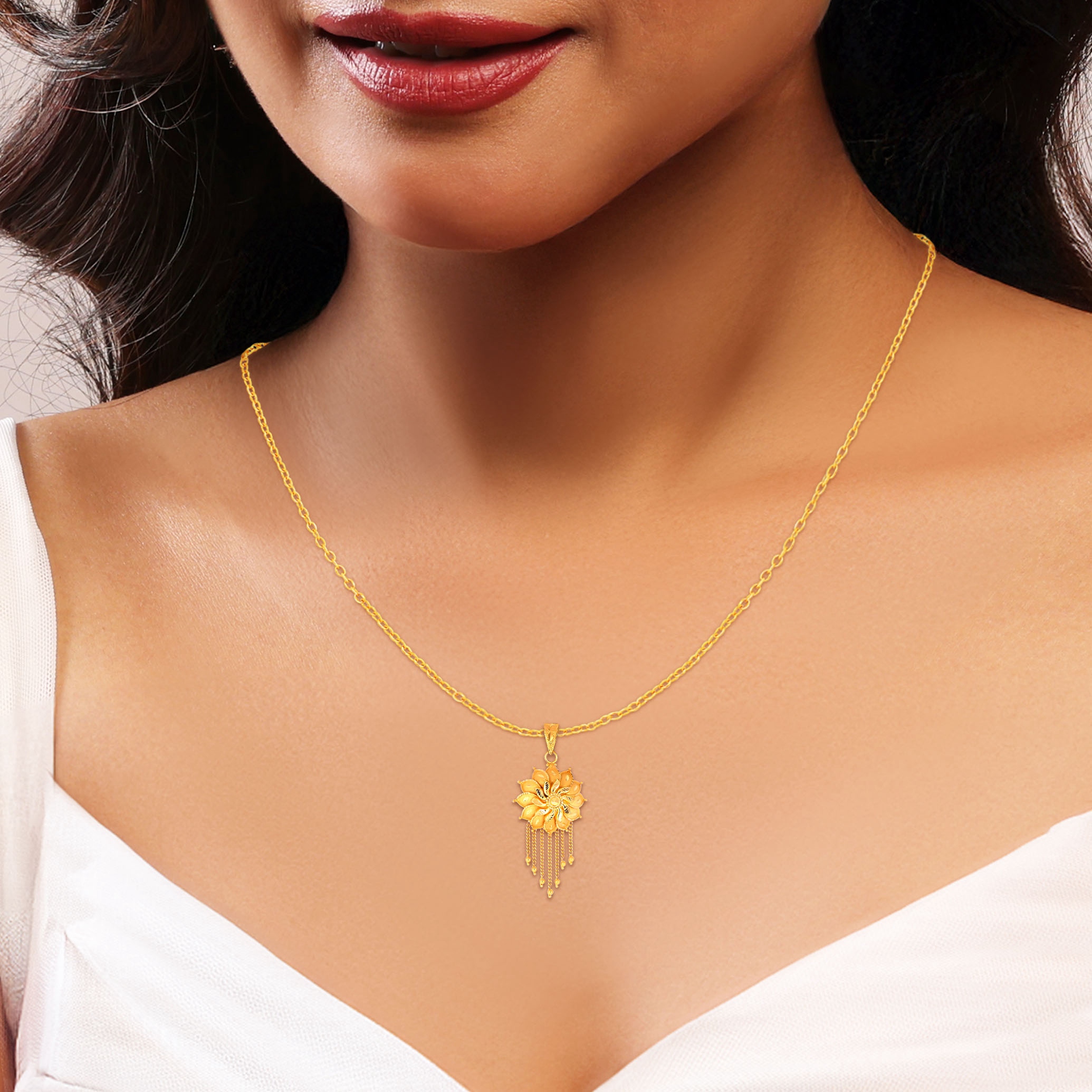 Floral Fusion Gold Pendant - Senco Gold and Diamonds