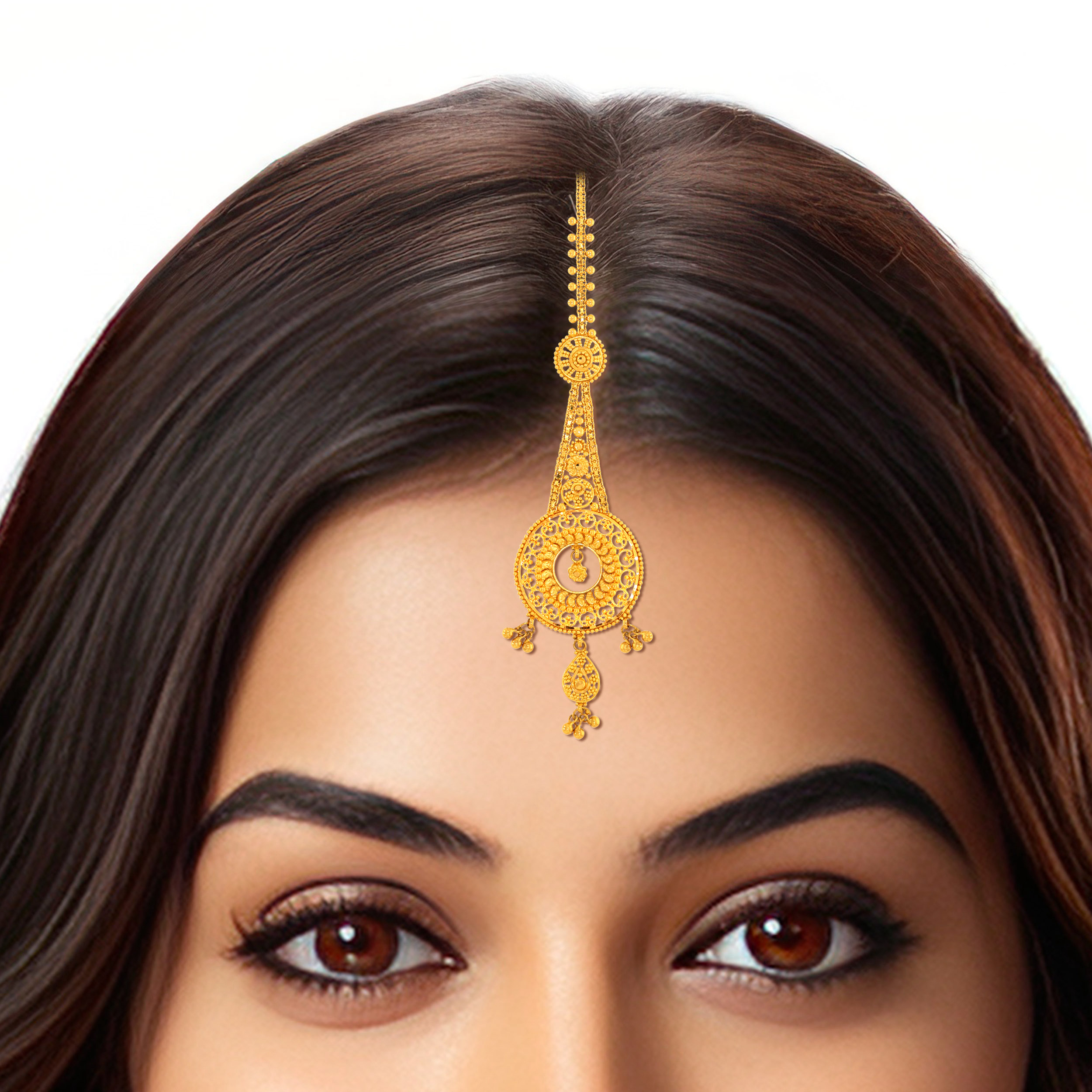 Ethnic Halo Gold Maang Tikka - Senco Gold and Diamonds